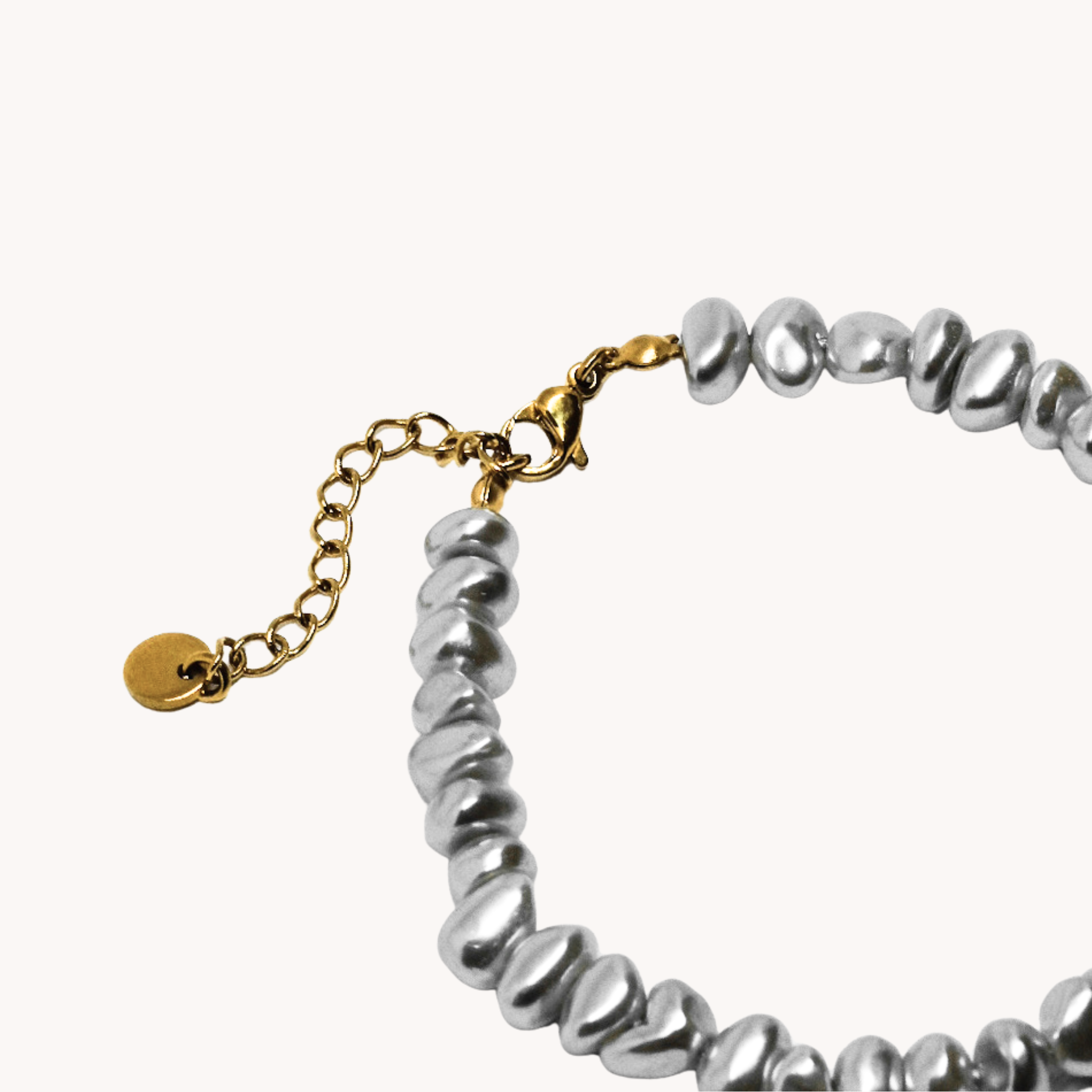 BRACCIALE PERLINE IRREGOLARI SILVER