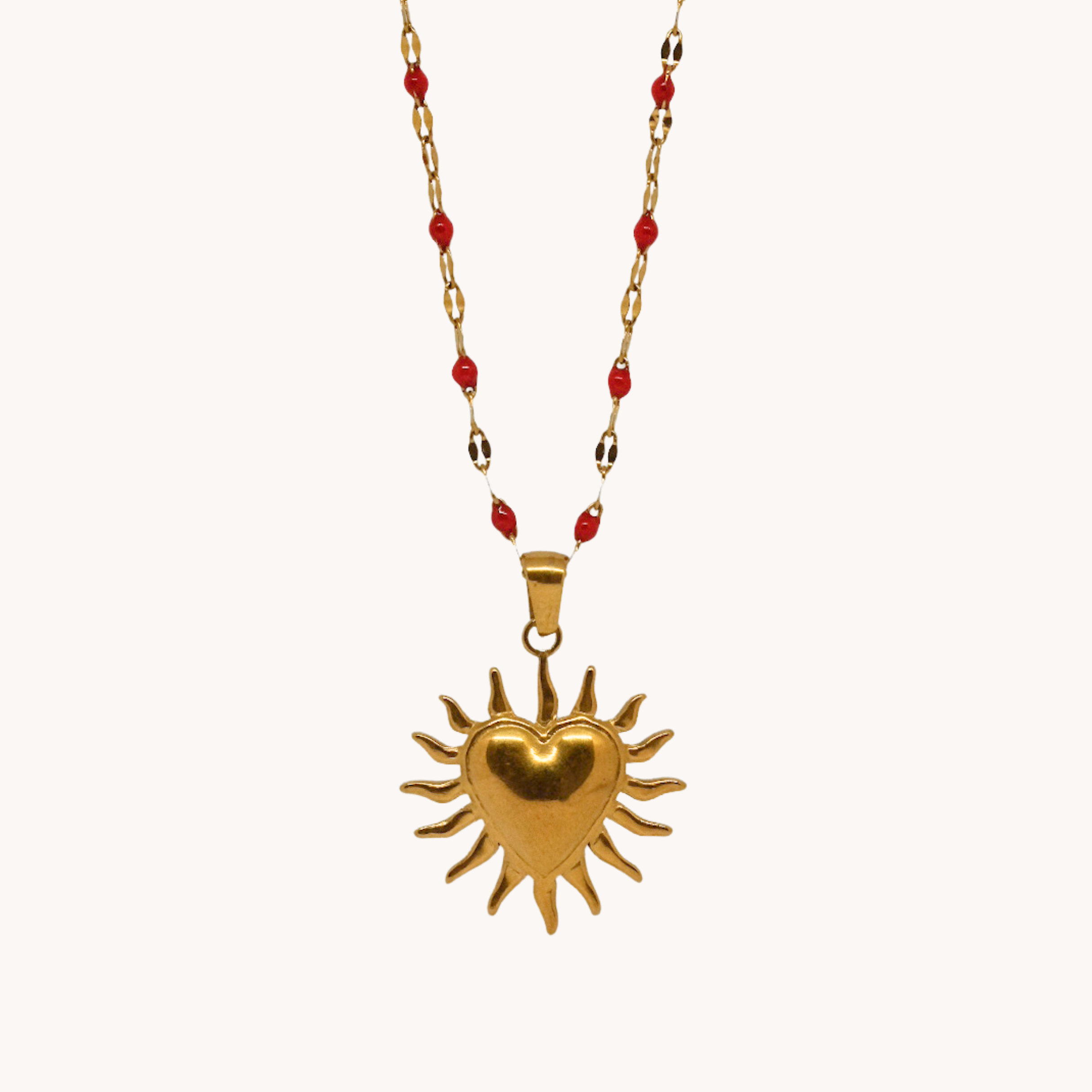 COLLANA ROSSA CUORE CON RAGGI