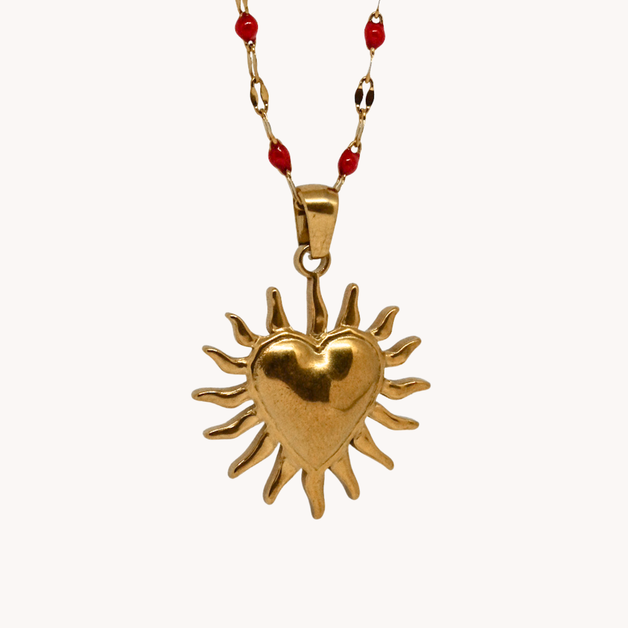 COLLANA ROSSA CUORE CON RAGGI