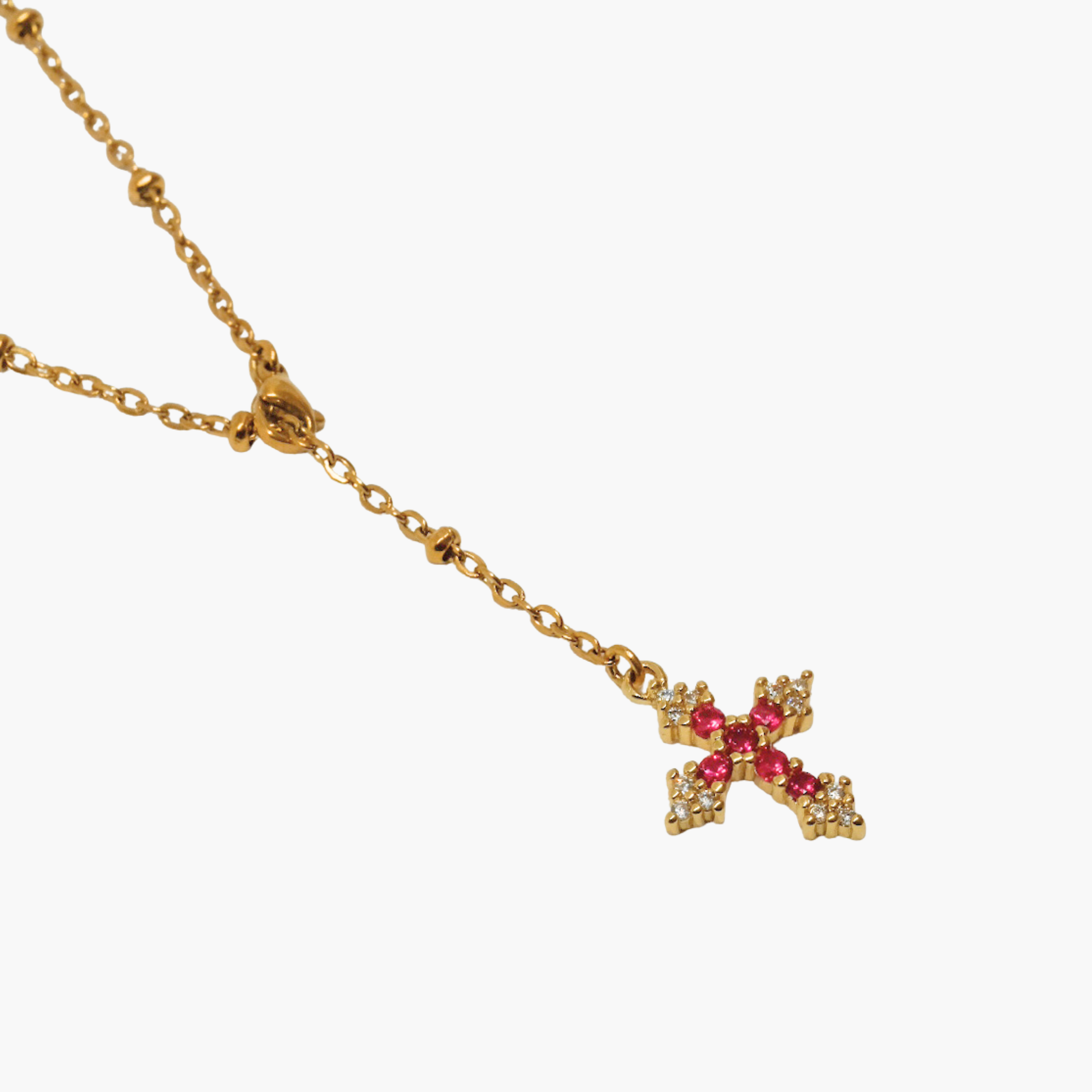 COLLANA CROCE FUCSIA