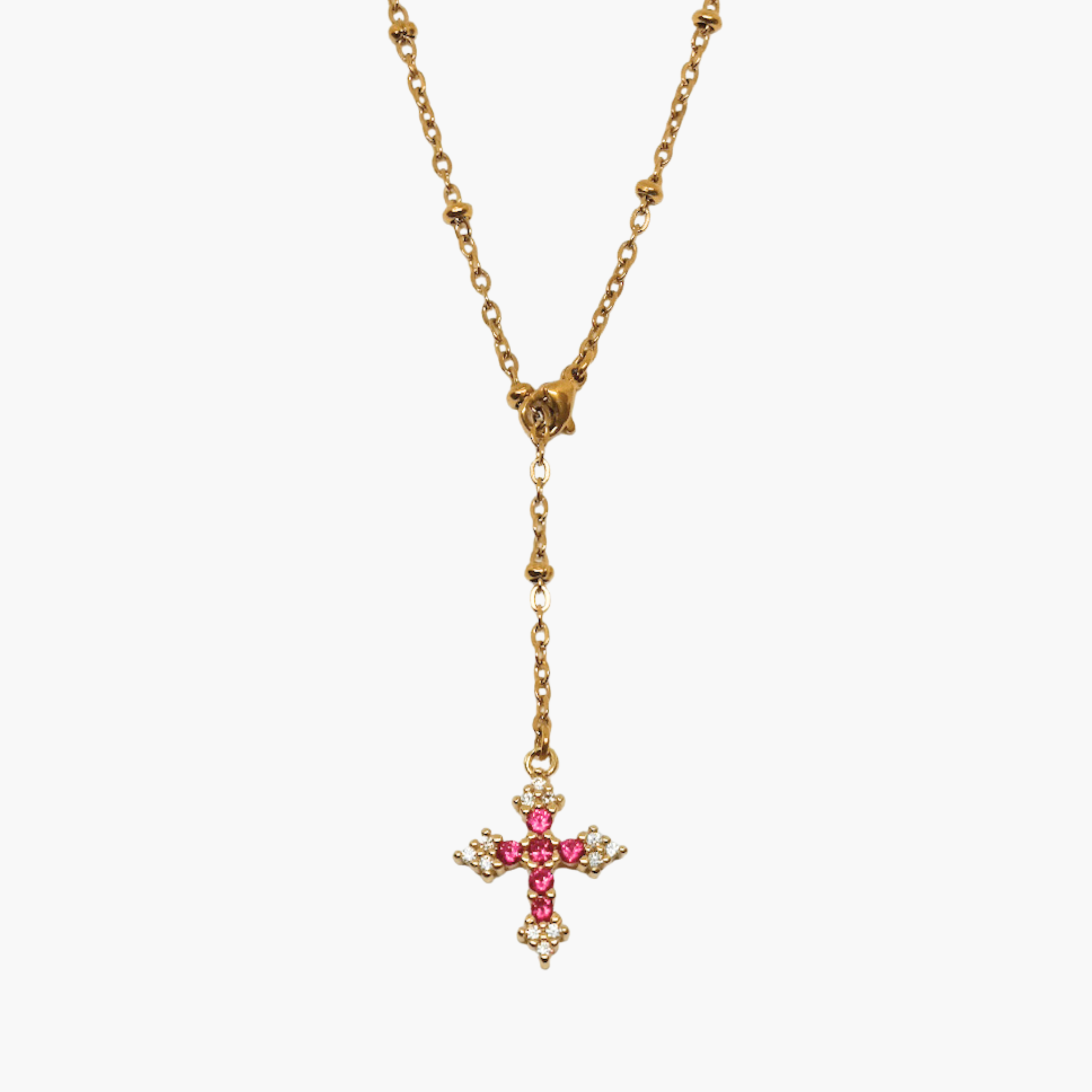 COLLANA CROCE FUCSIA