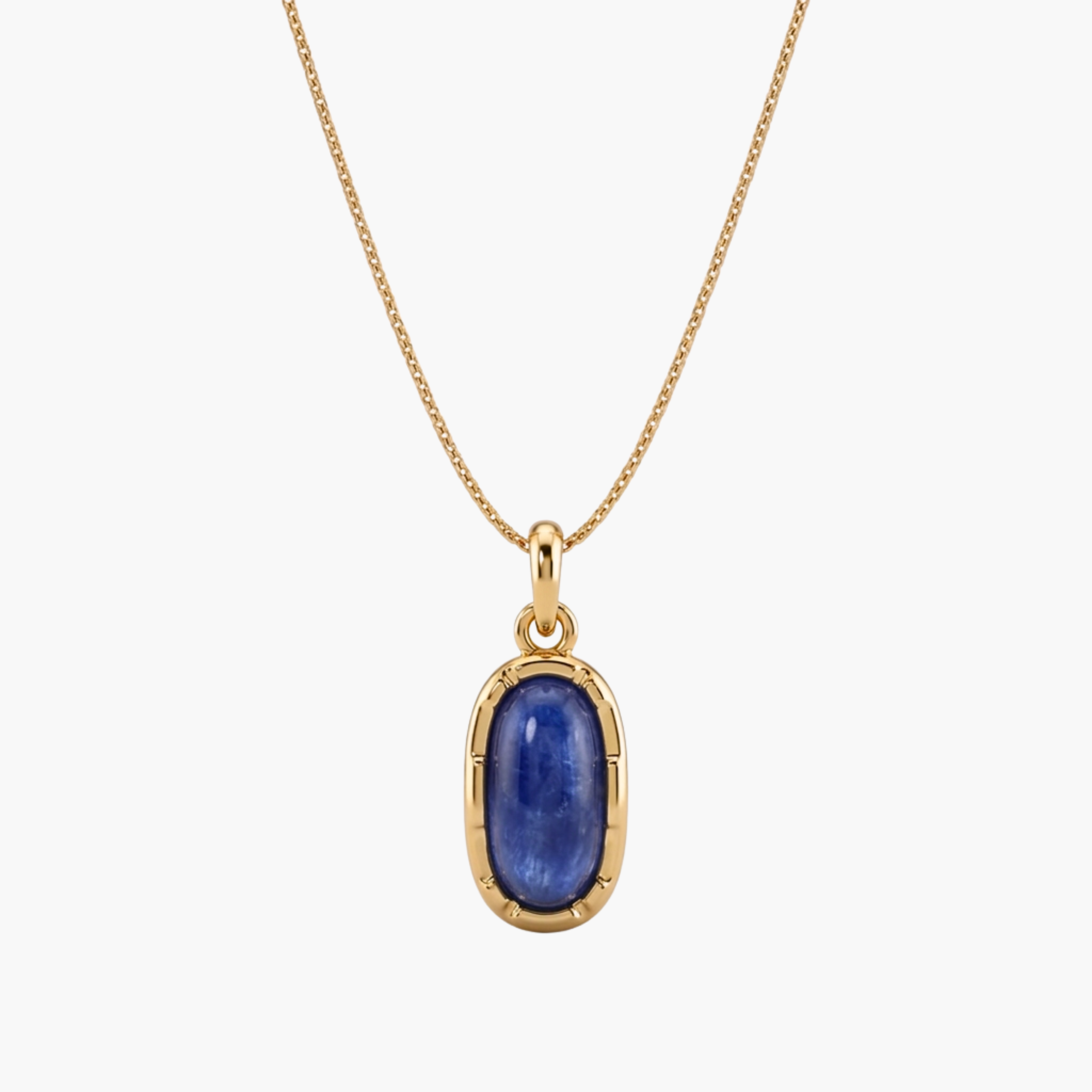 COLLANA PORTOFINO - collana da uomo con ciondolo pietra ovale turchese completa di catenina in acciaio oro