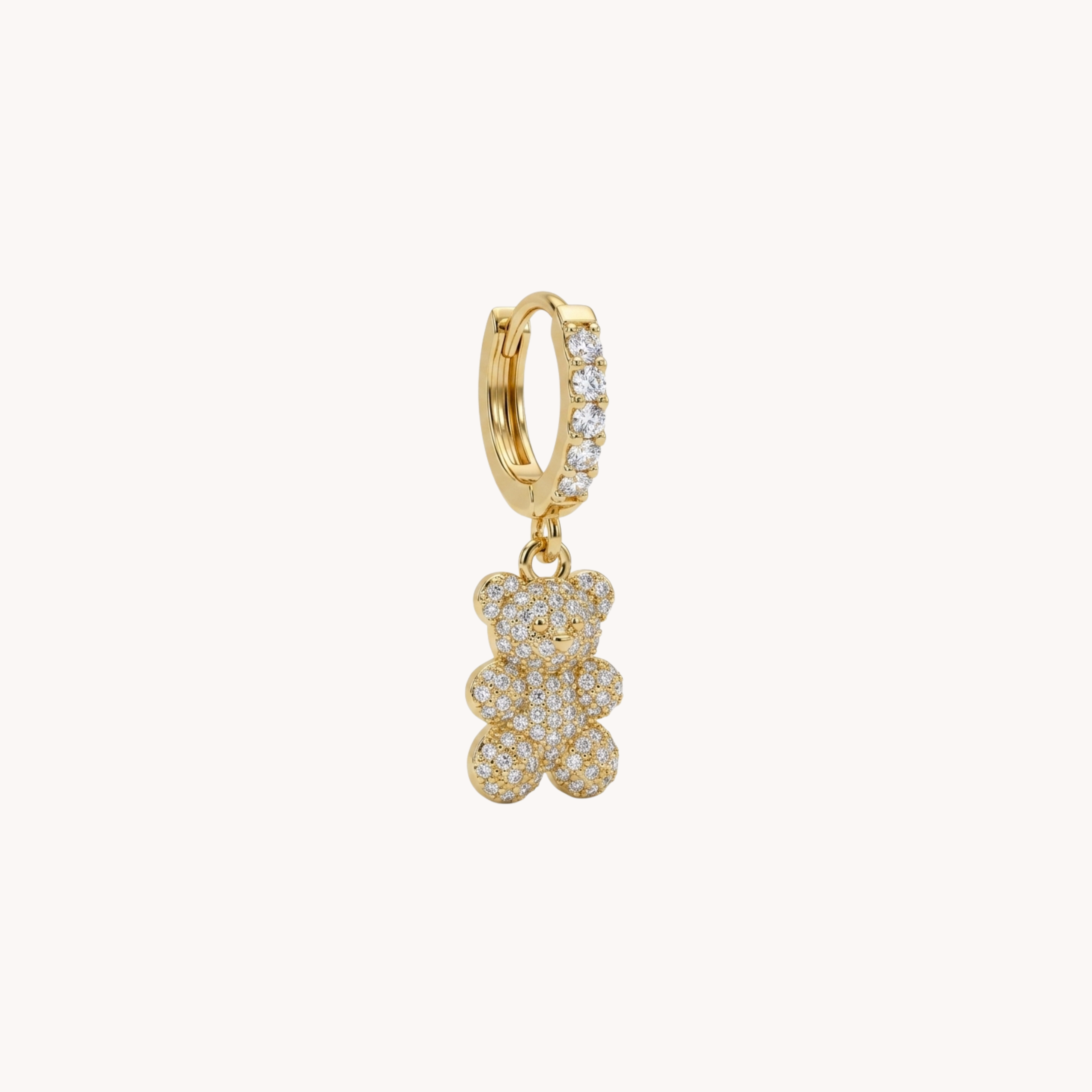 MONO ORECCHINO TEDDY SPARKLING - orecchino singolo a cerchietto con orsetto in pavé di zirconi