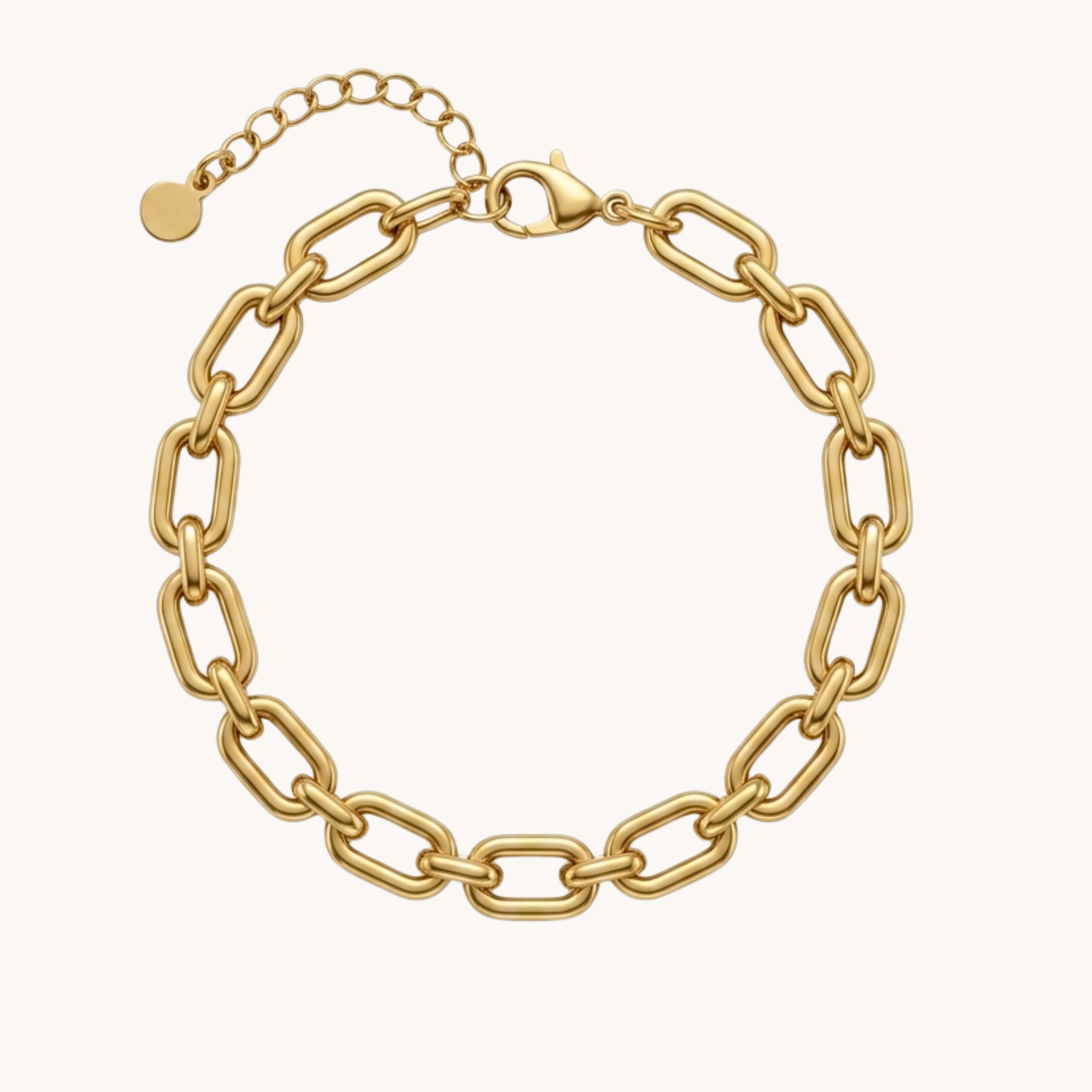 BRACCIALE LINK BOLD - bracciale a catena con maglie rettangolari grandi e lisce in acciaio oro