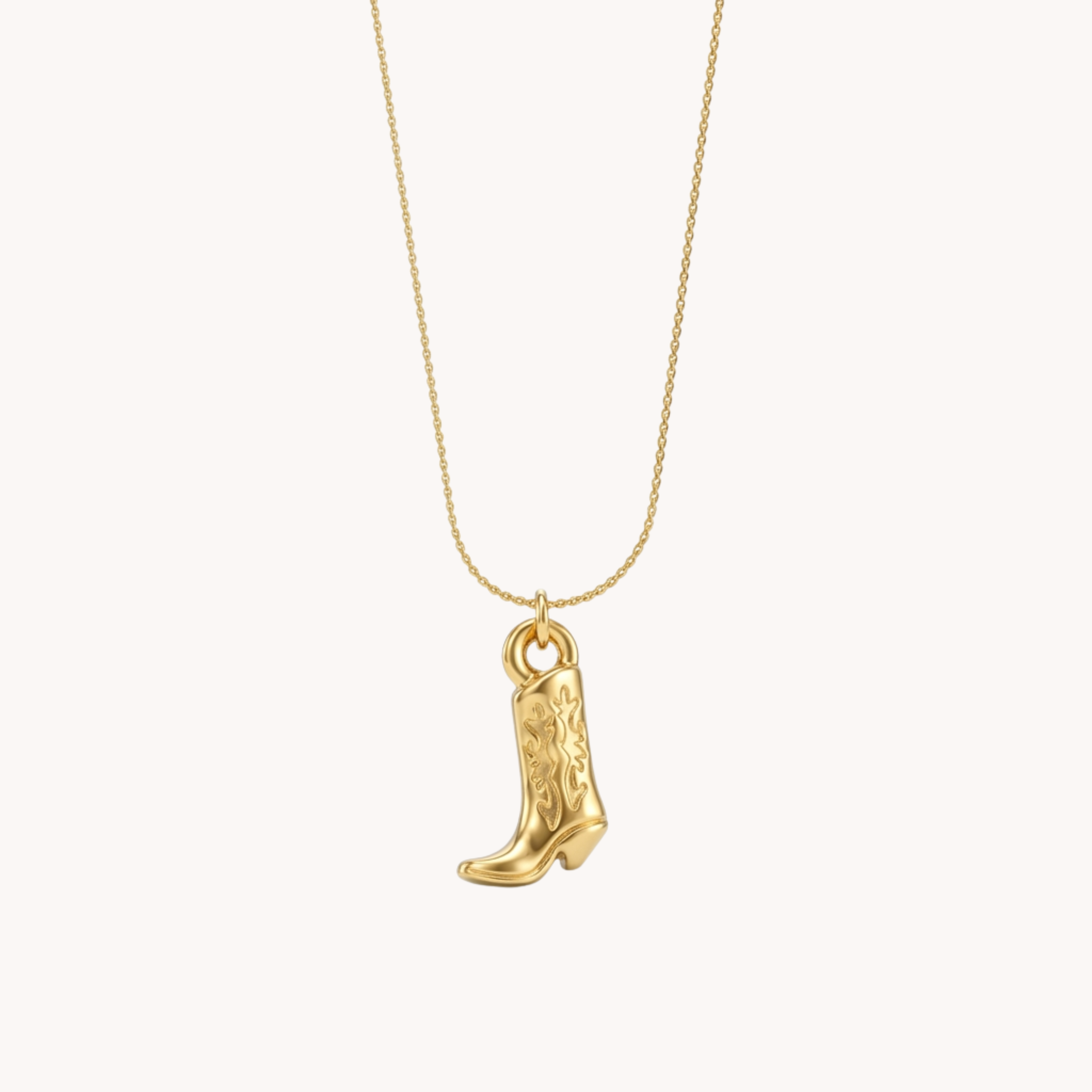 COLLANA COWGIRL - catenina con ciondolo stivale da cowboy ricamato in acciaio oro