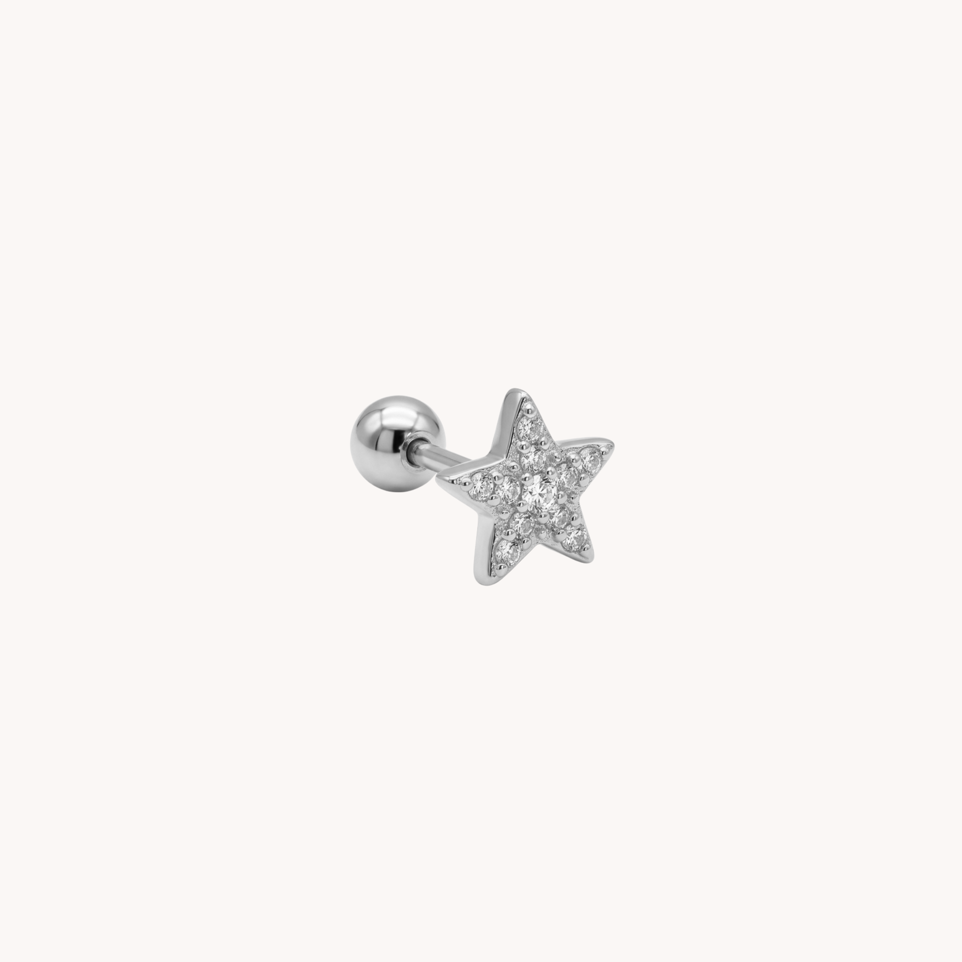 PIERCING STARLIGHT - orecchino per lobo a forma di stella con pavé di zirconi in acciaio
