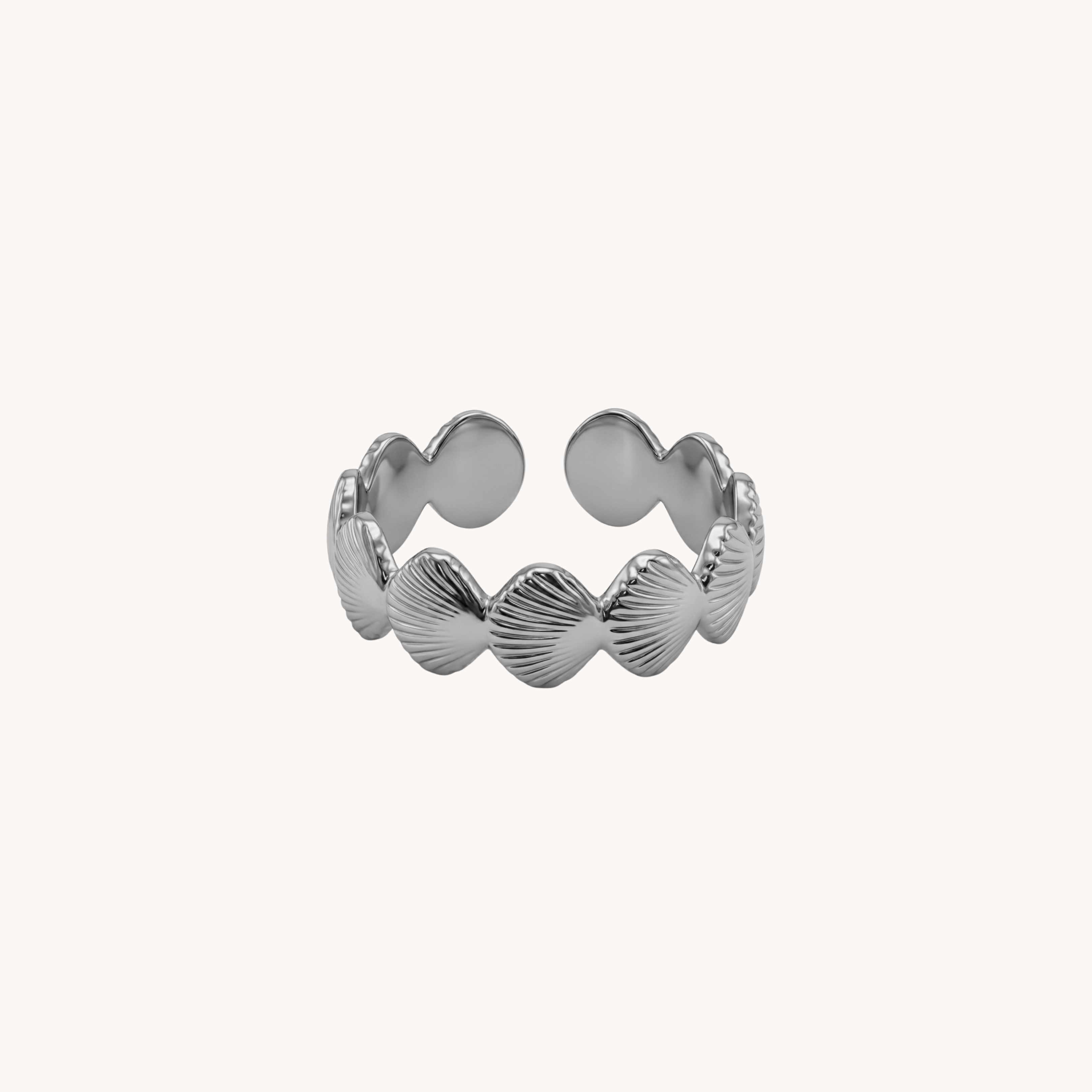 ANELLO SHELL CROWN - anello regolabile a fascia con corona di conchiglie in acciaio oro o argento