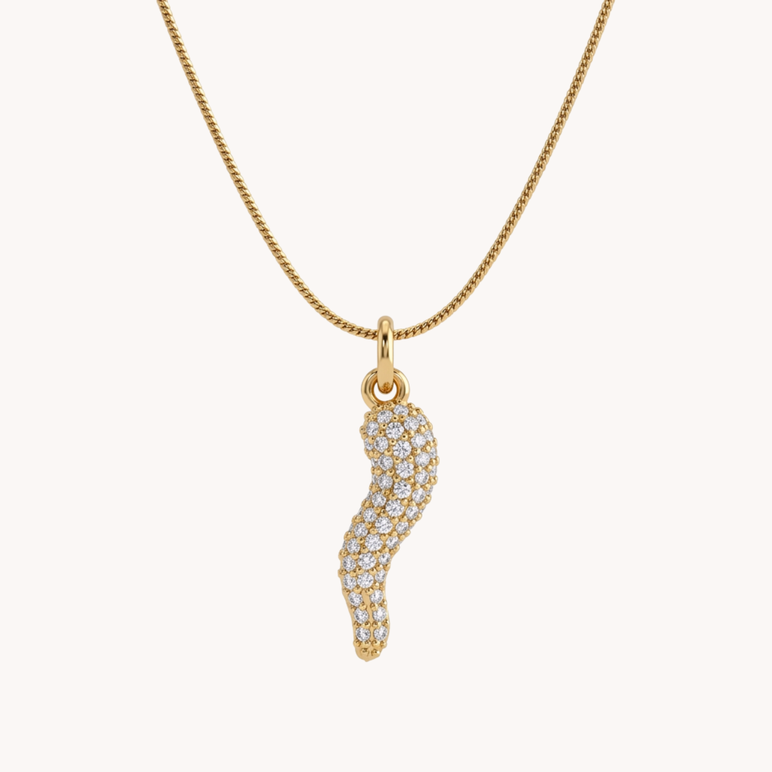 COLLANA CORNETTO LUXE SHINE - collana portafortuna con ciondolo corno napoletano di zirconi in acciaio