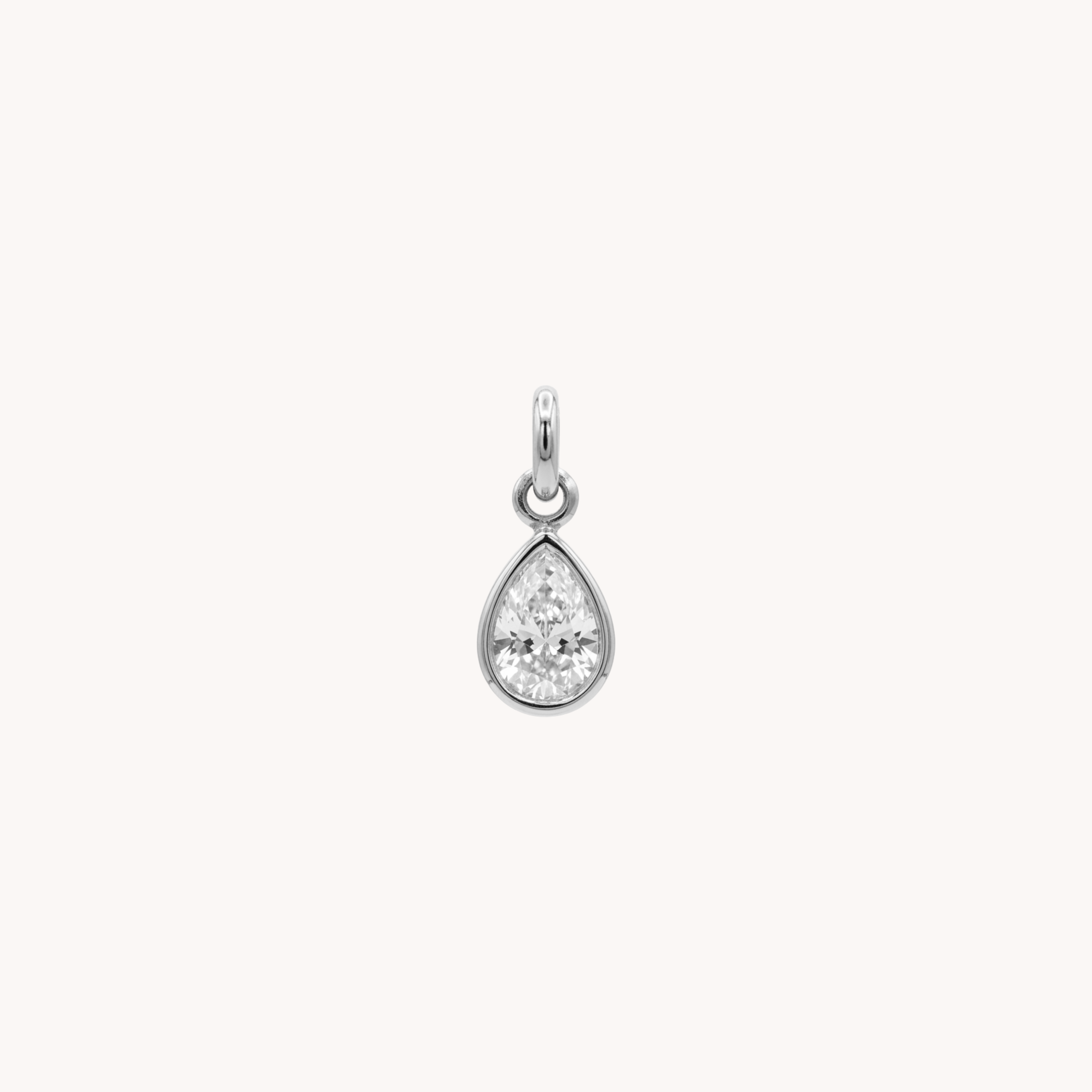 CIONDOLO GOCCIA - punto luce a goccia con zircone grande in acciaio oro o argento