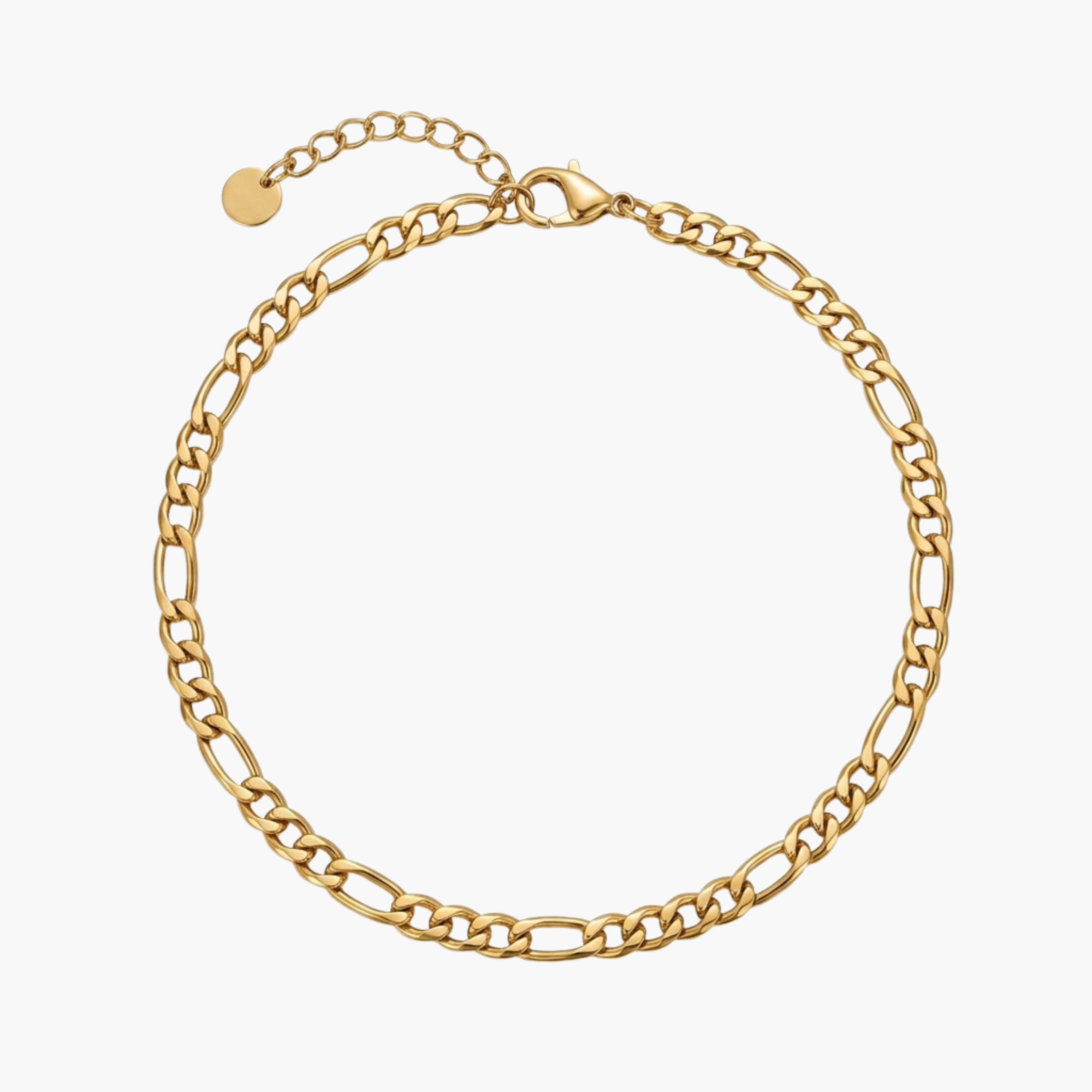 BRACCIALE FIGARO - catena maglia 3+1 Figaro piatta in acciaio oro o argento