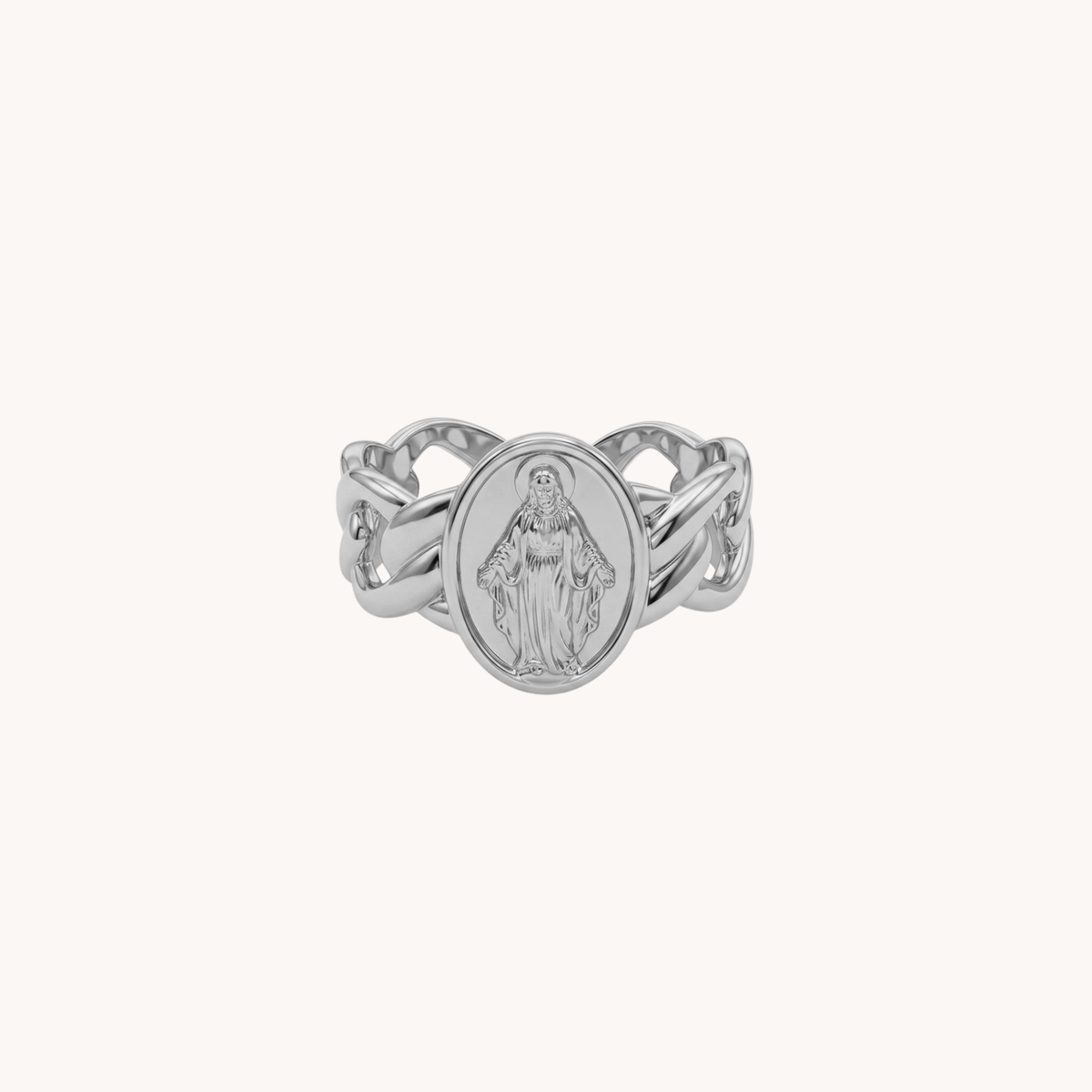 Anello Rosario Statement con Medaglia Sacra argento - VANDEM