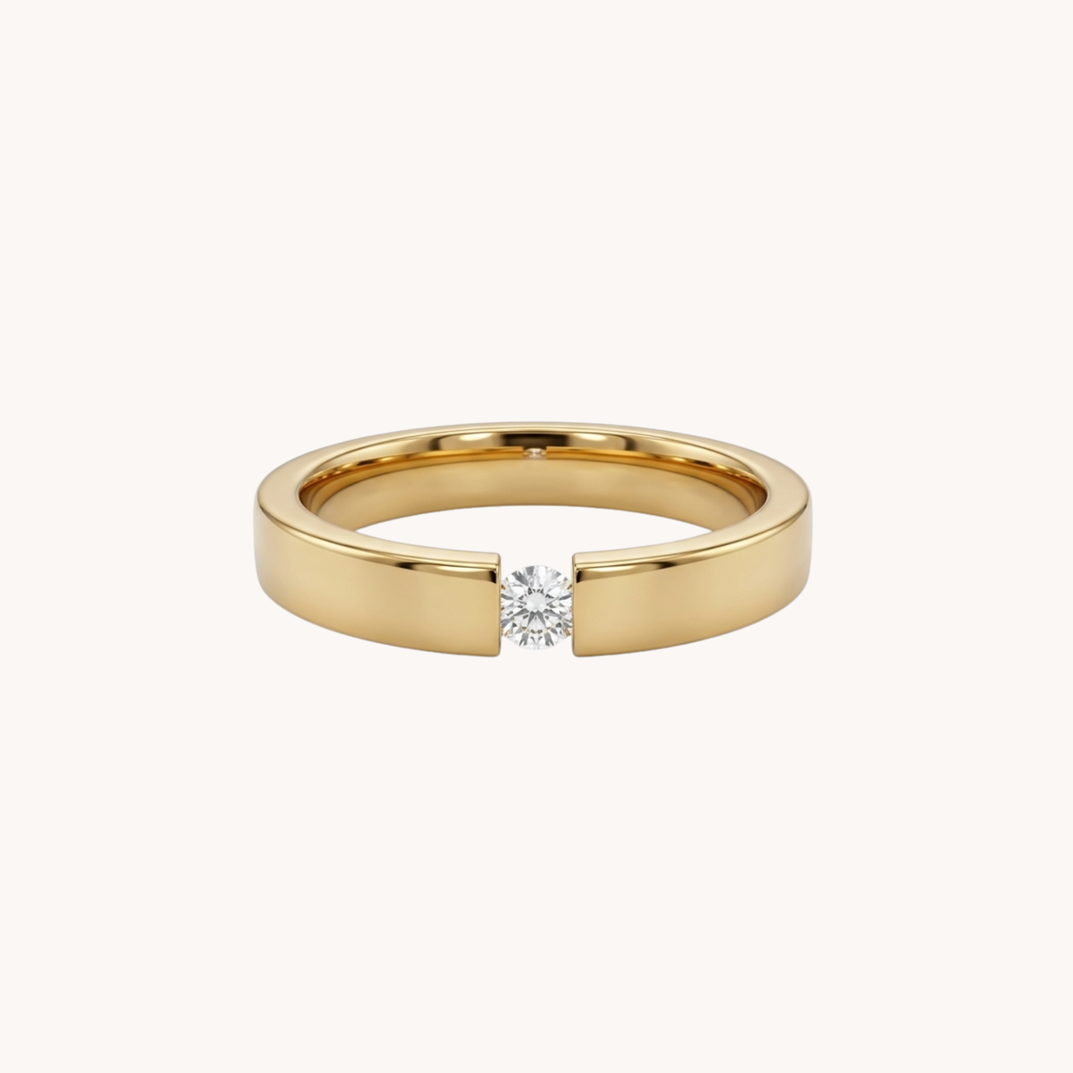 Anello Solitario Bold con Zircone a Tensione oro - VANDEM