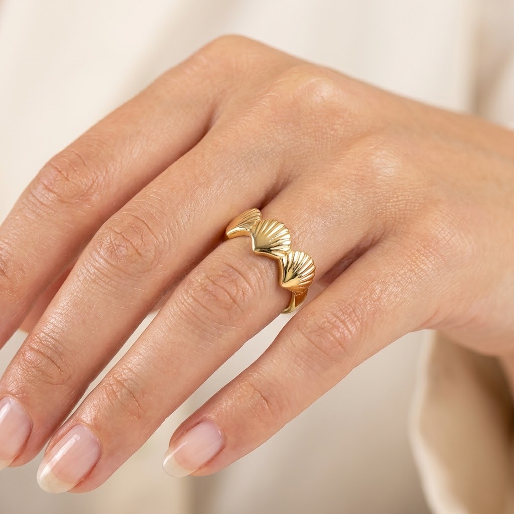 Anello Triple Shell Statement con Conchiglie - VANDEM