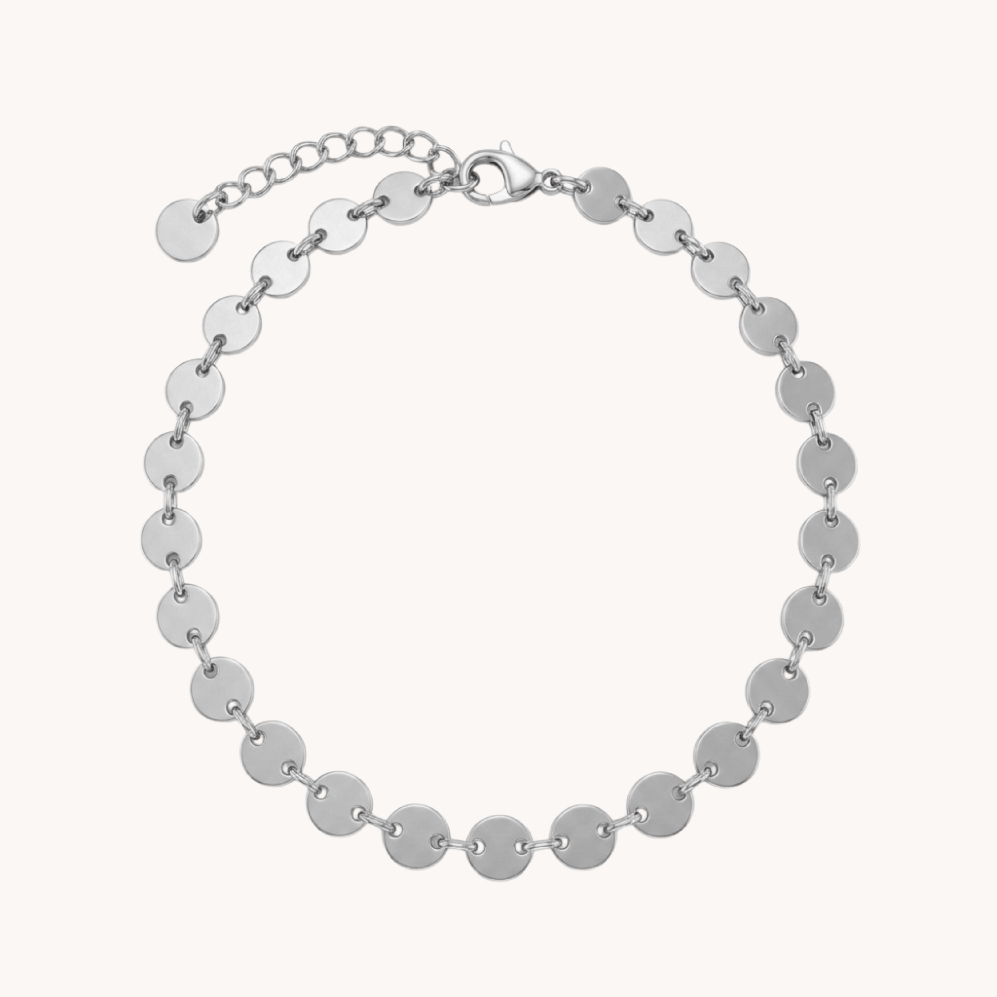 Cavigliera Tondini Golden Discs VANDEM in acciaio oro, cavigliera da donna con sequenza di dischi piatti lucidi a specchio e chiusura regolabile