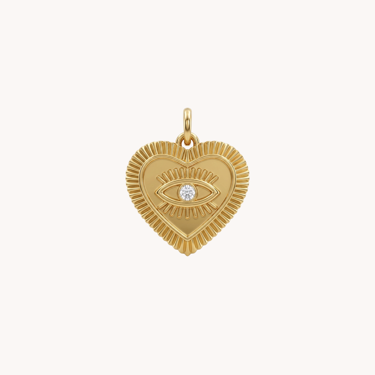 Ciondolo cuore ex voto con occhio e zircone Evil Eye oro - VANDEM