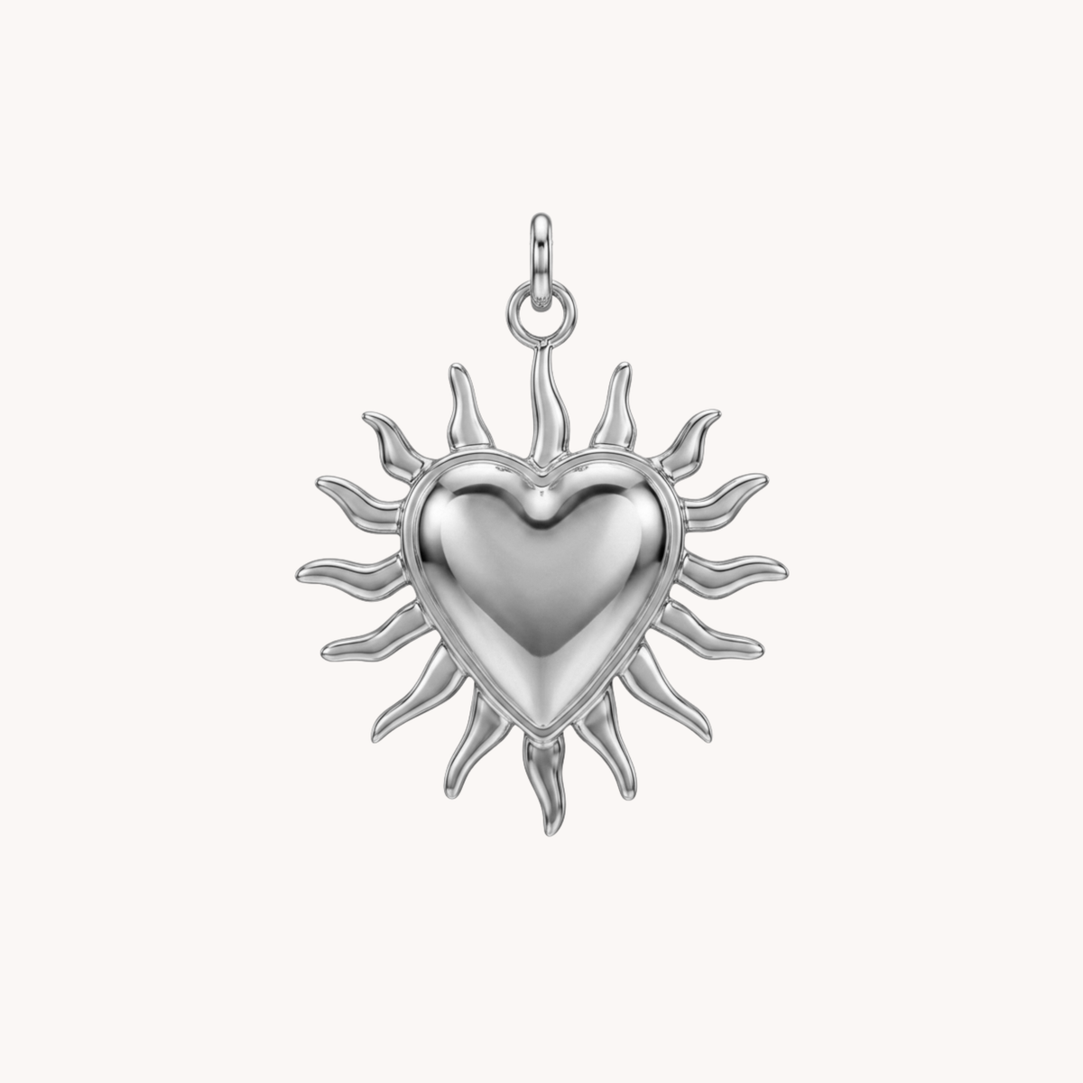 Ciondolo cuore sacro ex voto con raggiera argento - VANDEM