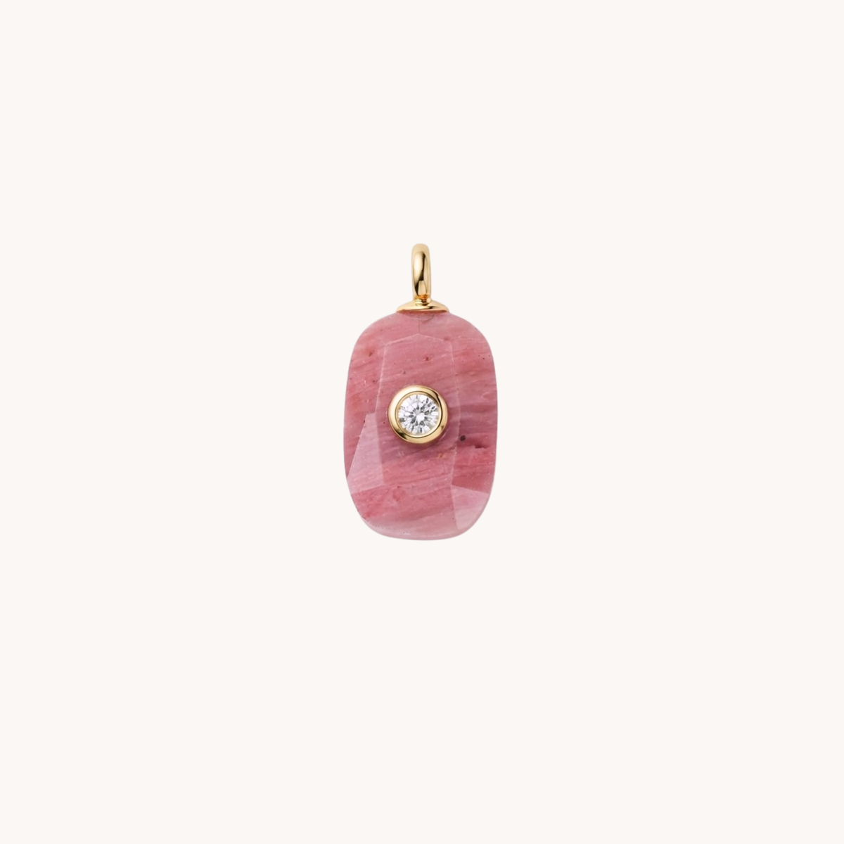 Ciondolo in rodonite naturale rosa con gancio dorato - VANDEM