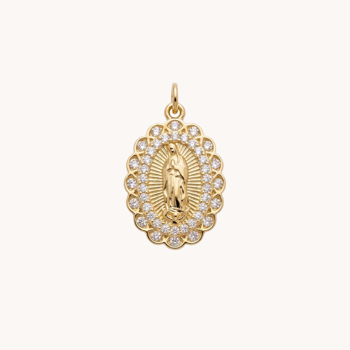 Ciondolo medaglia ovale con la Vergine Rosario Sparkle - VANDEM