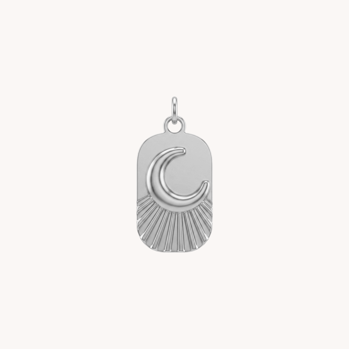 Ciondolo piastrina rettangolare con mezzaluna Amulet Moon argento - VANDEM