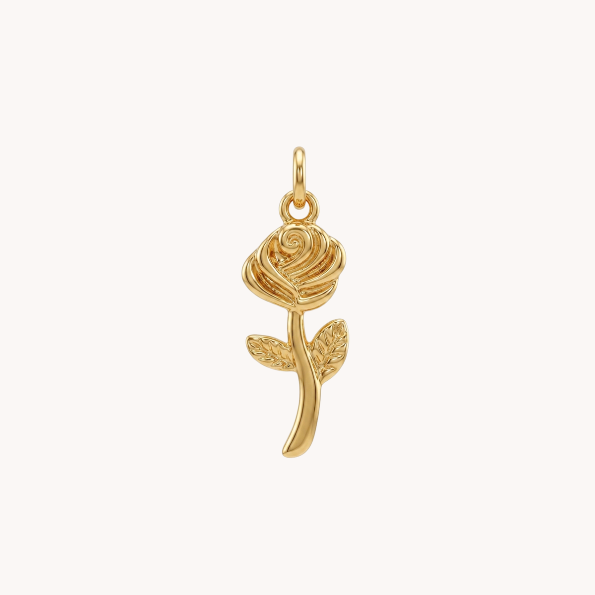 Ciondolo rosa con gambo e foglie Romantic oro - VANDEM