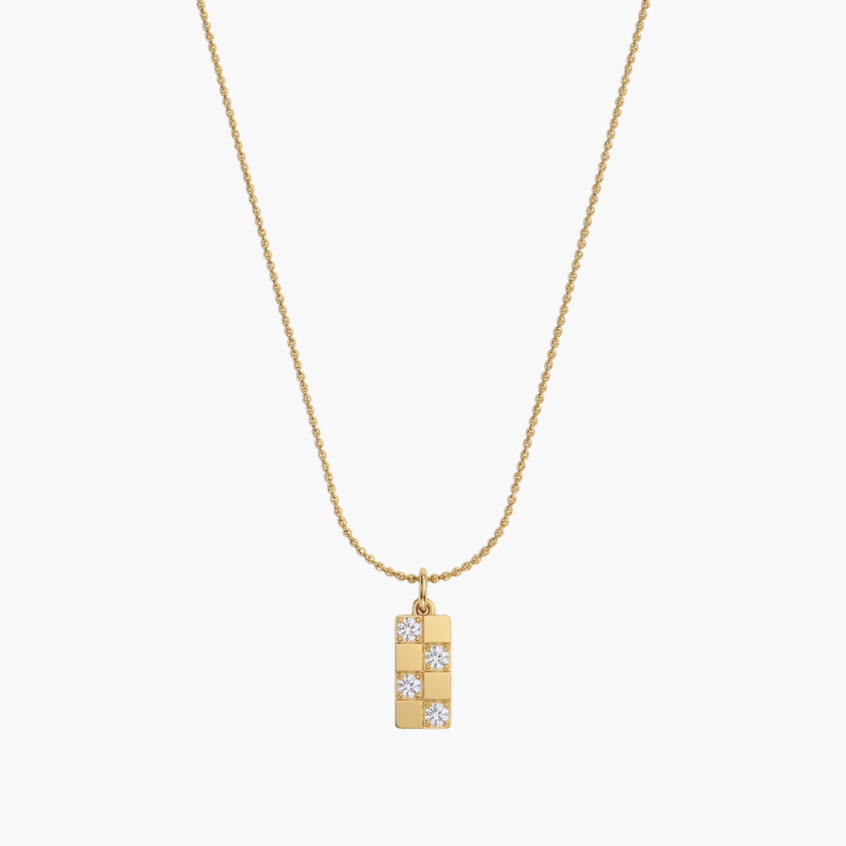 Collana Checker con Piastra a Scacchi e Zirconi oro - VANDEM