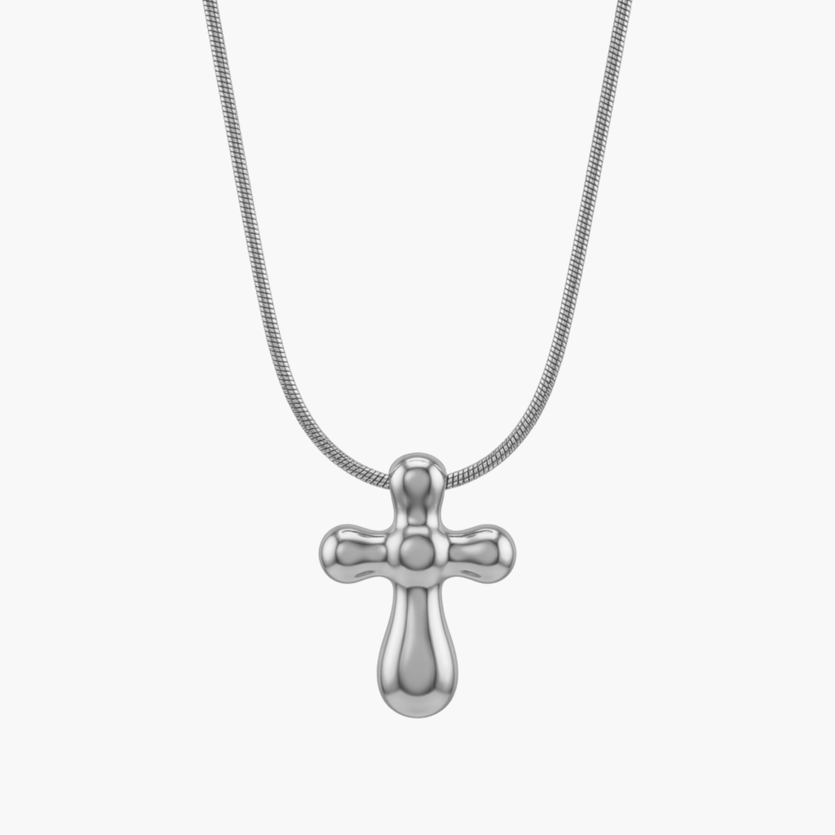 Collana Croce Bold Bombata e Liscia argento - VANDEM