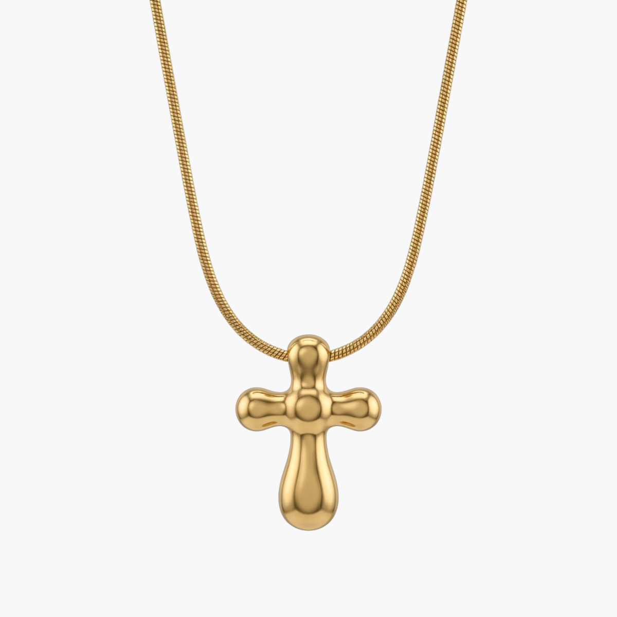 Collana Croce Bold Bombata e Liscia oro - VANDEM