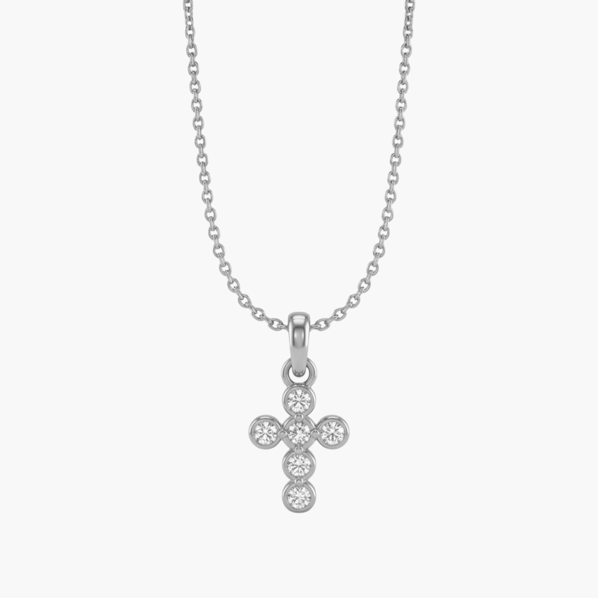 Collana Croce Shine con Castoni e Zirconi argento - VANDEM