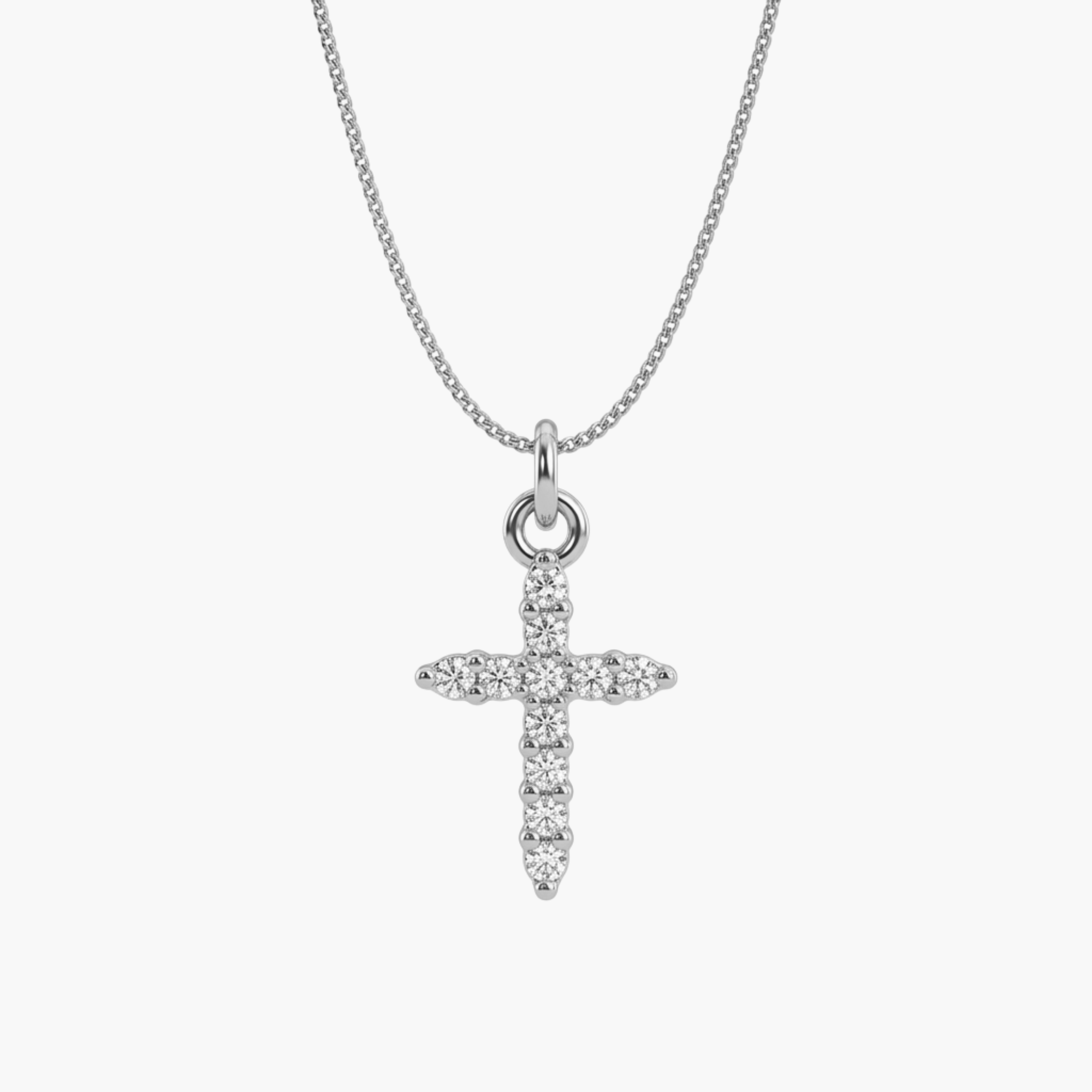 Collana Croce Iced Bling VANDEM in acciaio oro, collana da uomo completa di catenina con ciondolo croce tempestata di strass bianchi lucidi