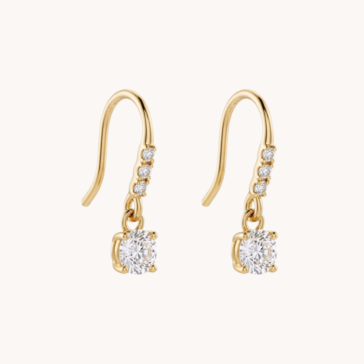 Coppia Orecchini Pendenti Oro con Zircone Rotondo e Pavé - VANDEM