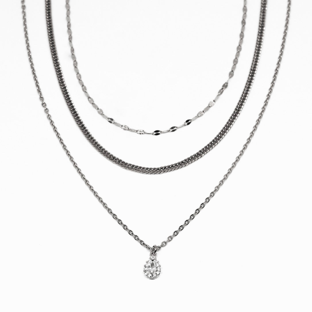 TRIPLA COLLANA ZIRCONI ORO