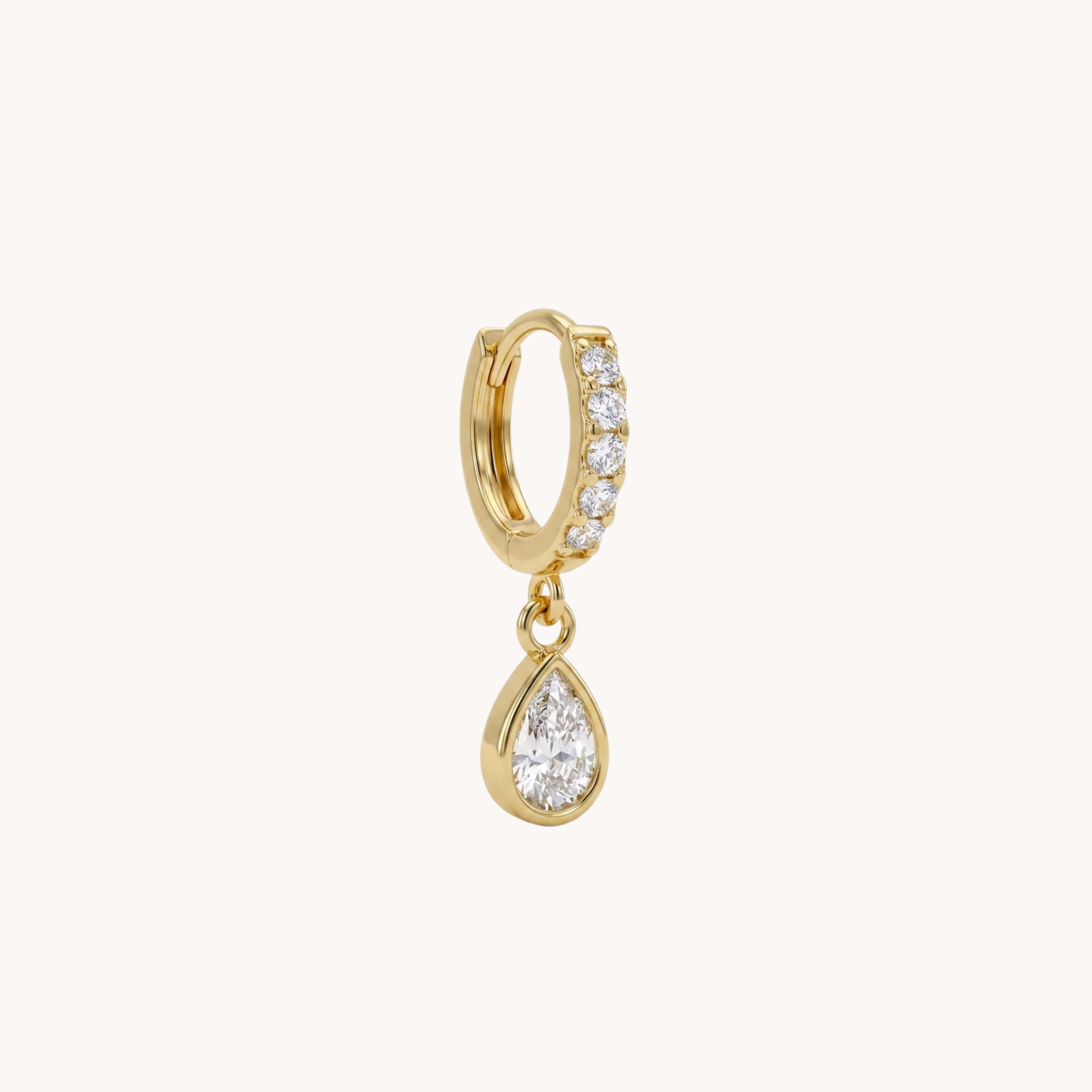 MONO ORECCHINO AURA SPARKLING - orecchino singolo a cerchietto huggie pendente con zircone bianco a goccia