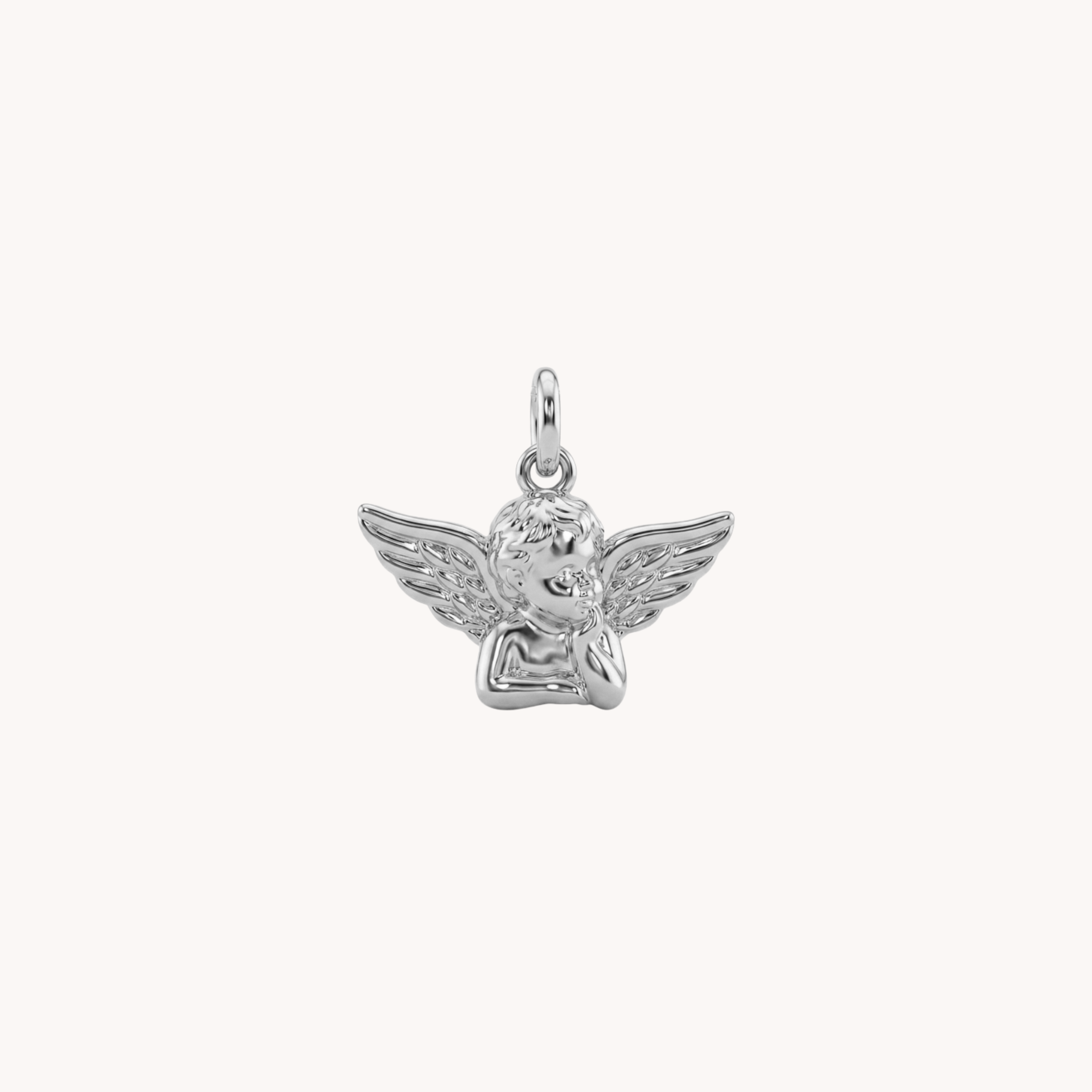 CIONDOLO ANGELO - angelo custode cherubino 3D in acciaio oro o argento