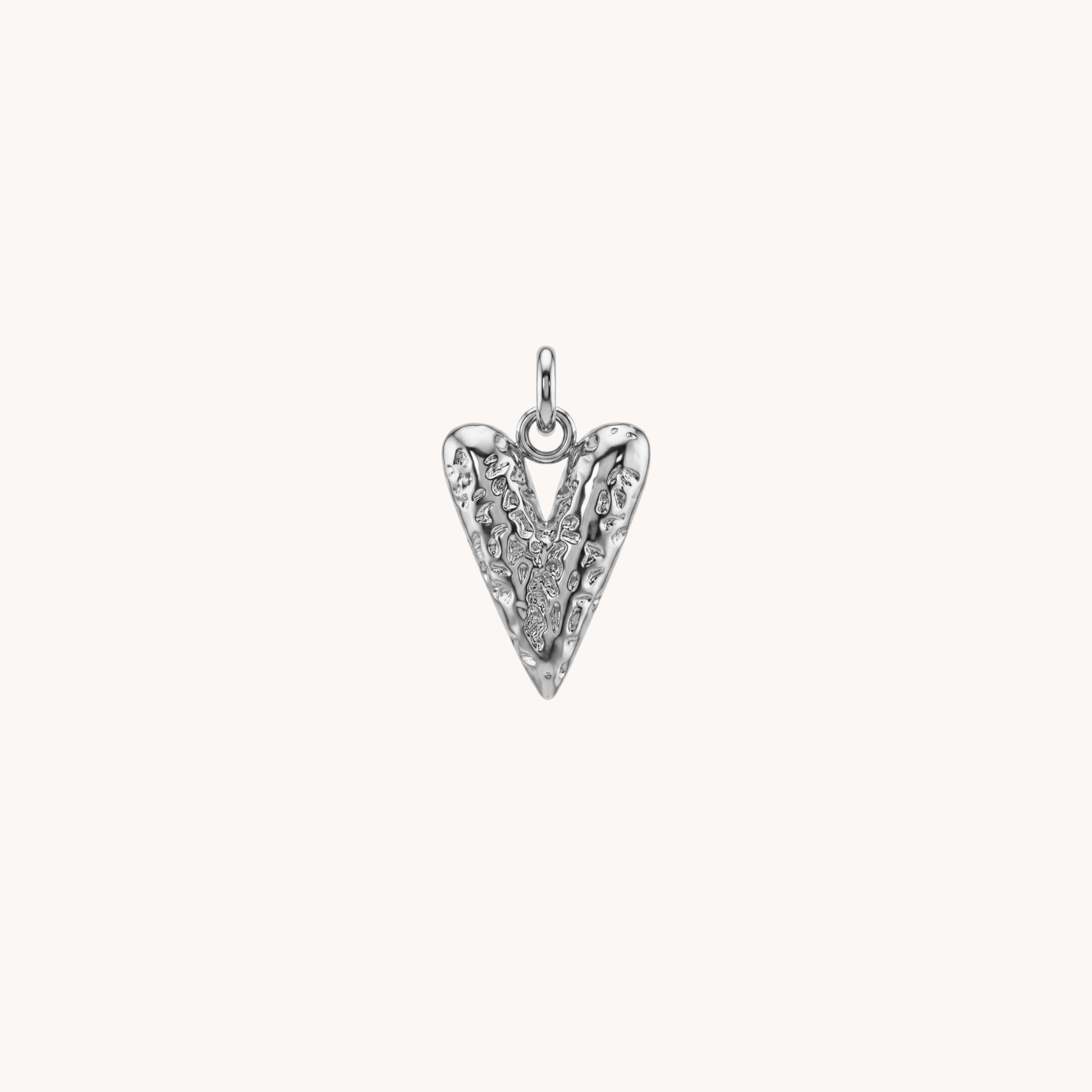 CIONDOLO CUORE MARTELLATO - cuore con texture martellata in acciaio argento o oro