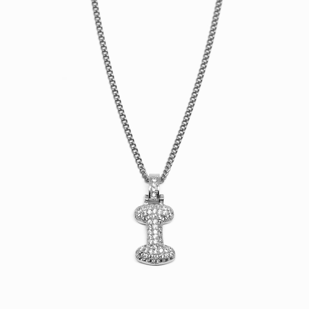 COLLANA LETTERA ZIRCONATA ARGENTO