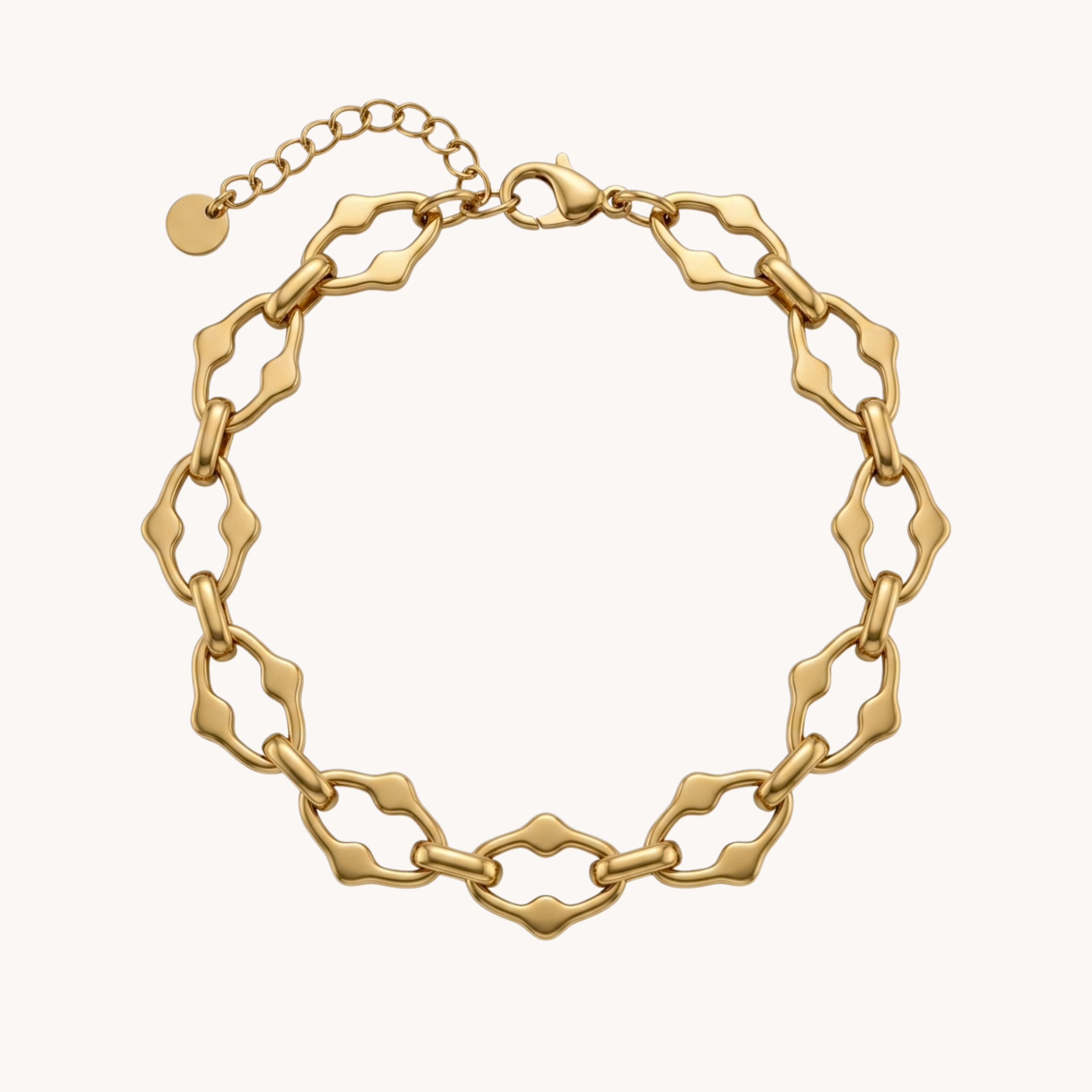 BRACCIALE RHOMBUS LINK - bracciale a catena con maglie a rombo traforate in acciaio oro