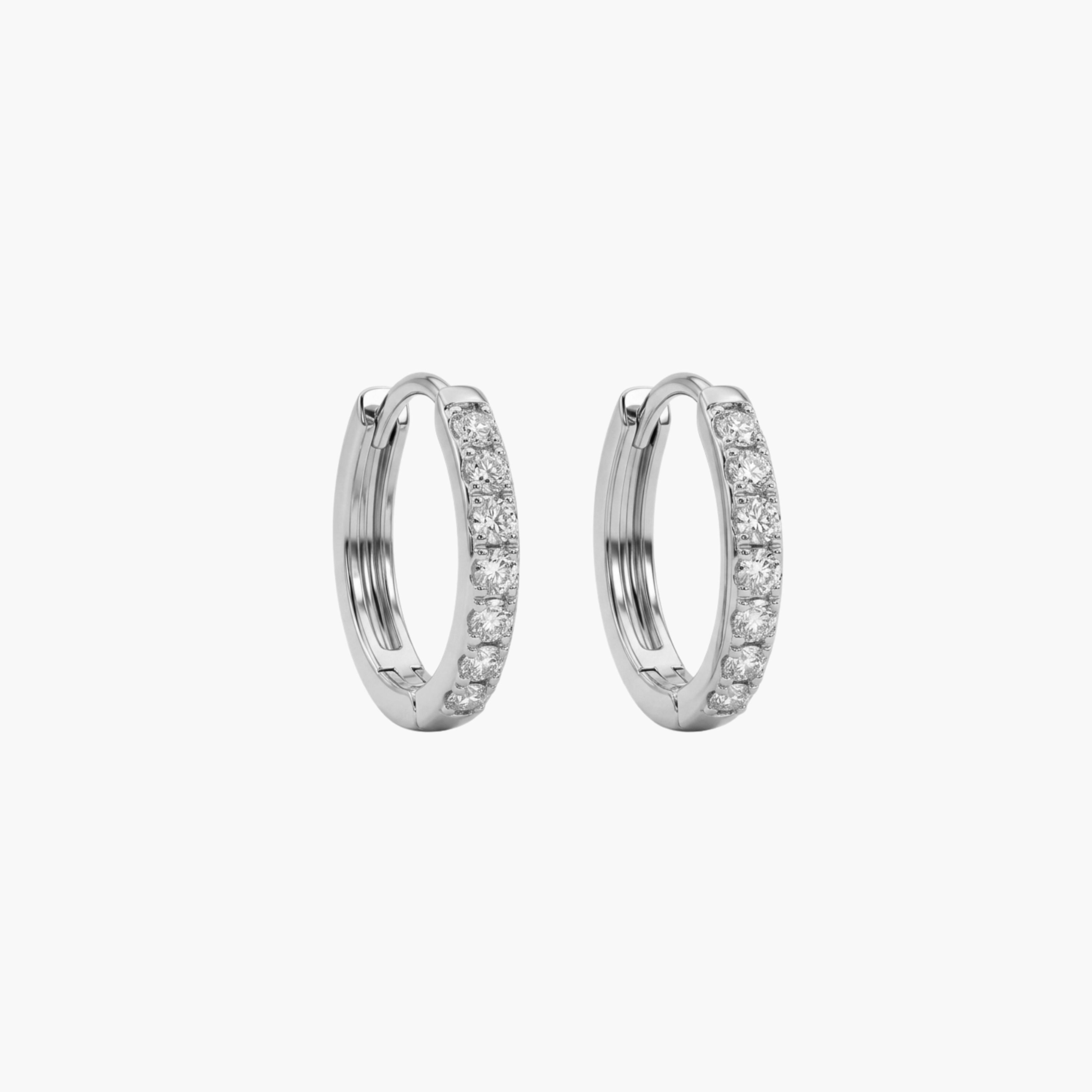COPPIA ORECCHINI SHINE - orecchini a cerchio da uomo con pavé di zirconi bianchi in acciaio oro o argento