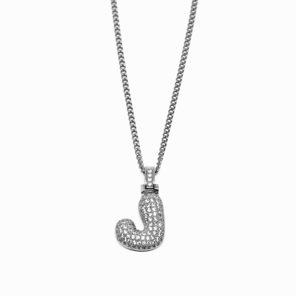 COLLANA LETTERA ZIRCONATA ARGENTO