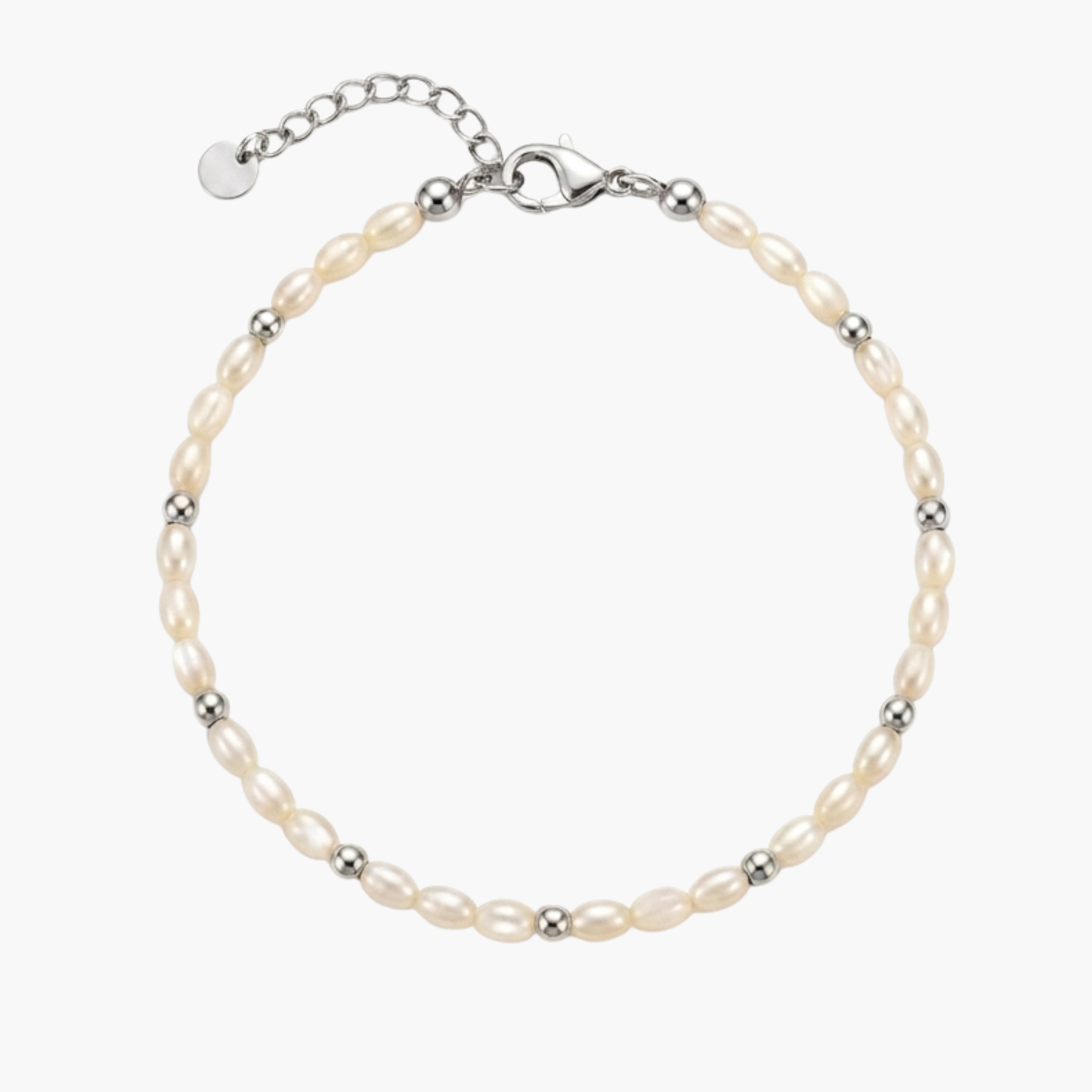 BRACCIALE RICE PEARL - bracciale da uomo e donna con perle d'acqua dolce naturali e sfere in acciaio oro o argento