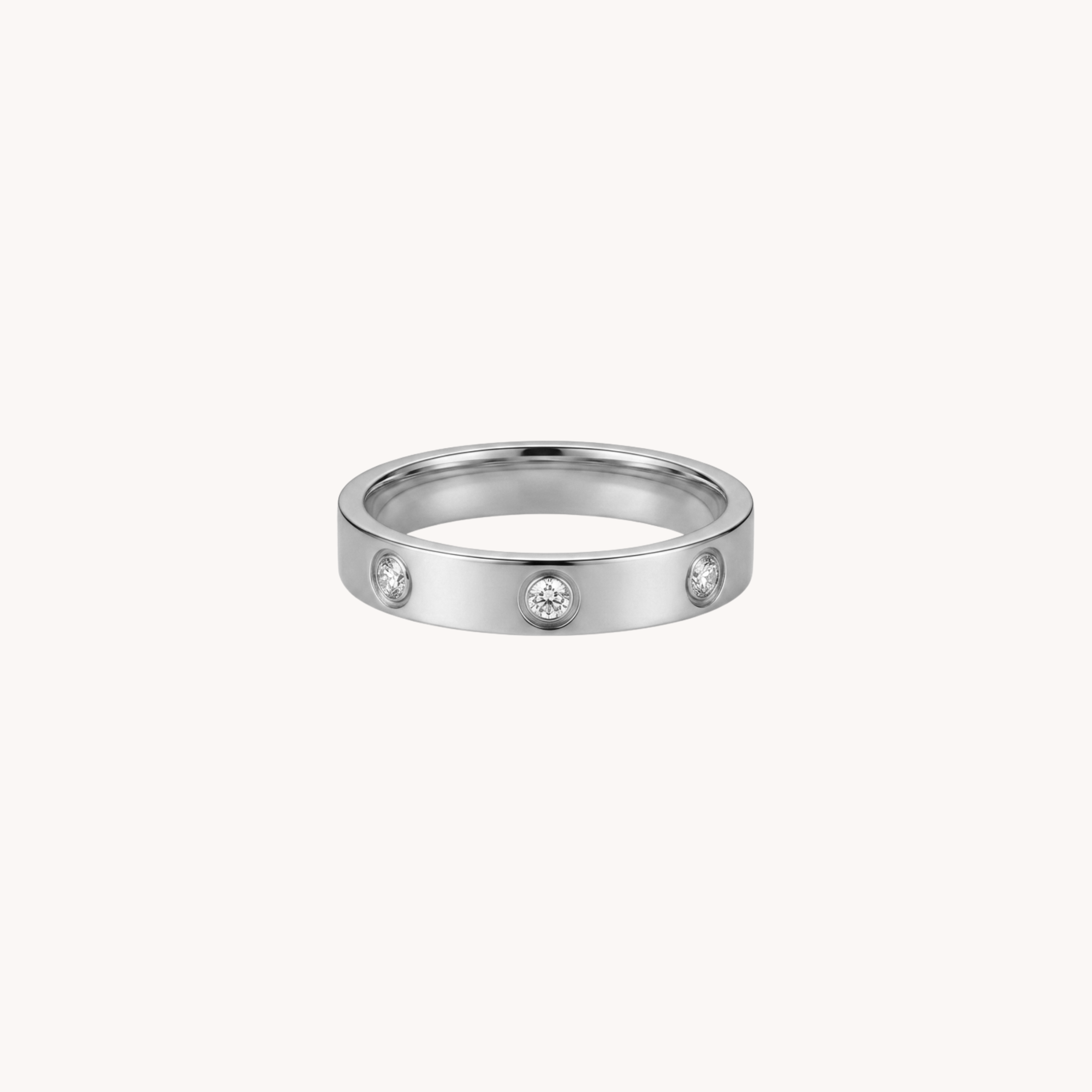 ANELLO LOVE - anello con zirconi in acciaio oro