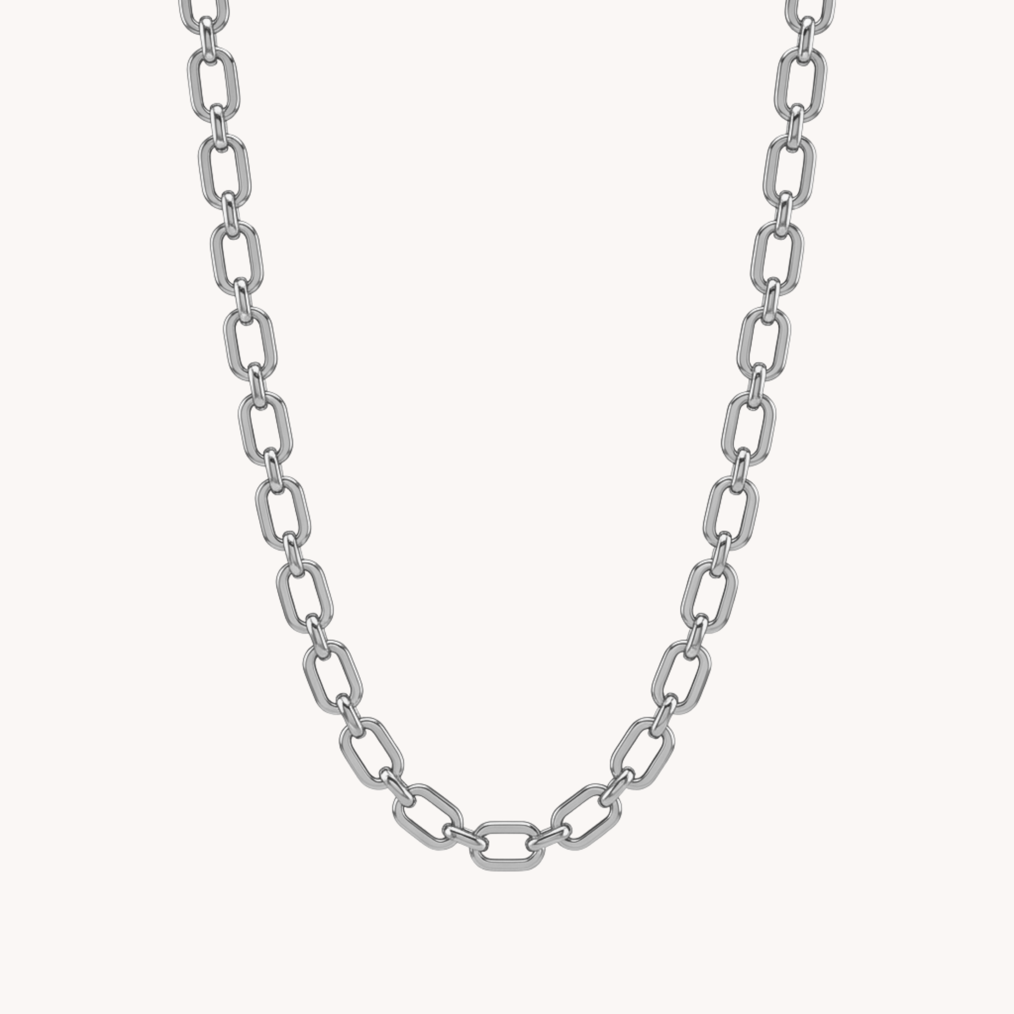 COLLANA LINK BOLD - collana a catena corta con maglie rettangolari lisce in acciaio oro