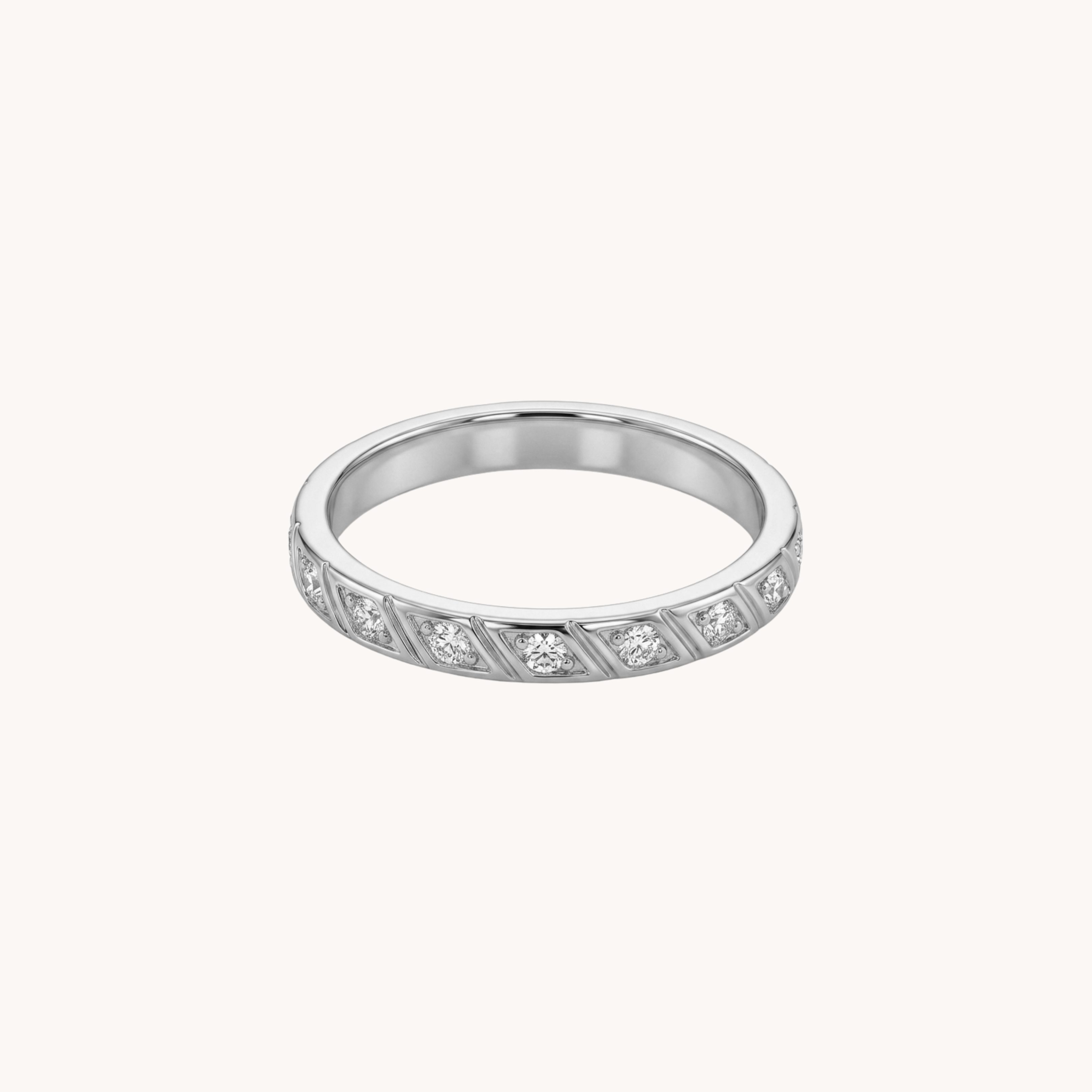 ANELLO HERITAGE - fedina a fascia con incisioni geometriche e zirconi incastonati in acciaio oro