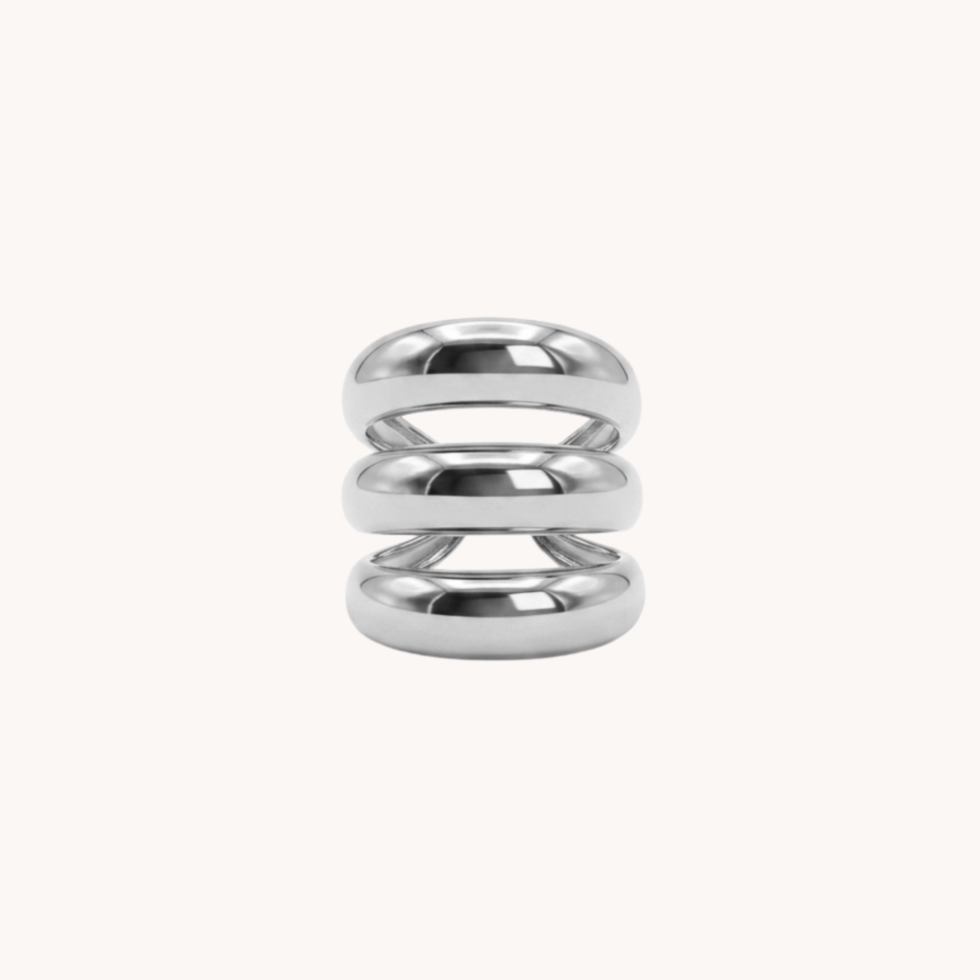 ANELLO TRINITY BOLD - anello a fascia tripla bombata stile chunky in acciaio
