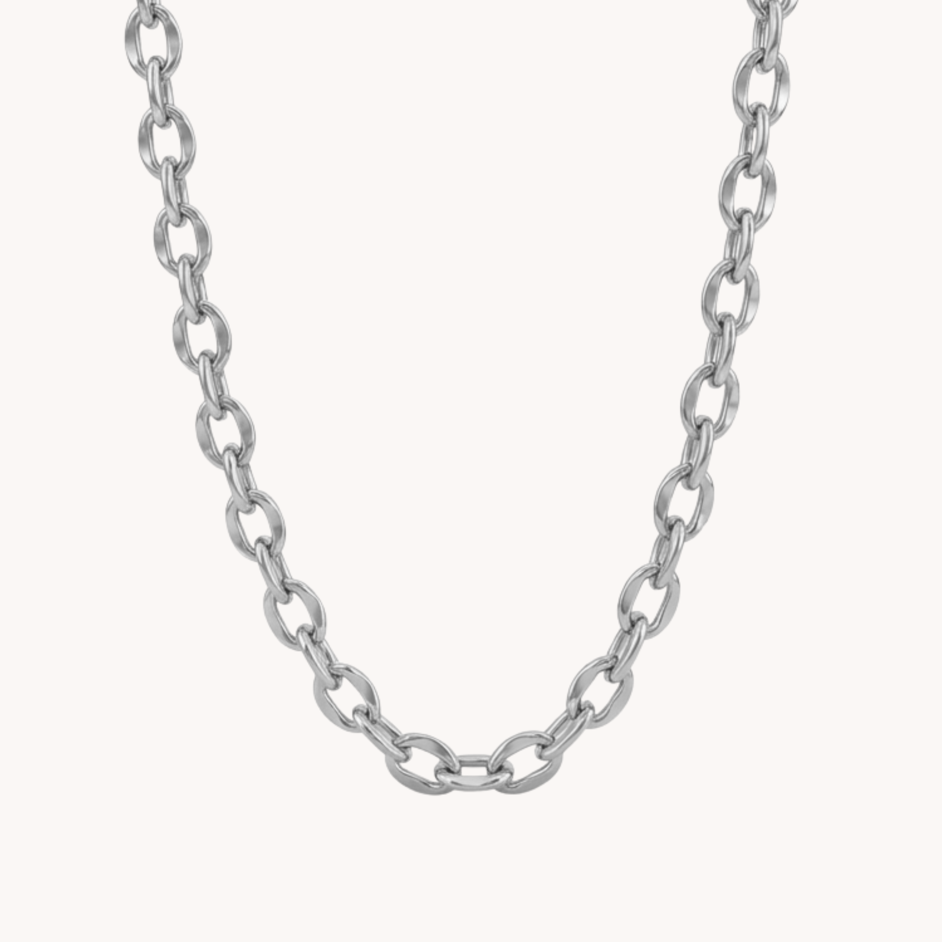 GIROCOLLO CHUNKY AURA - collana a catena corta a maglie grandi ovali in acciaio