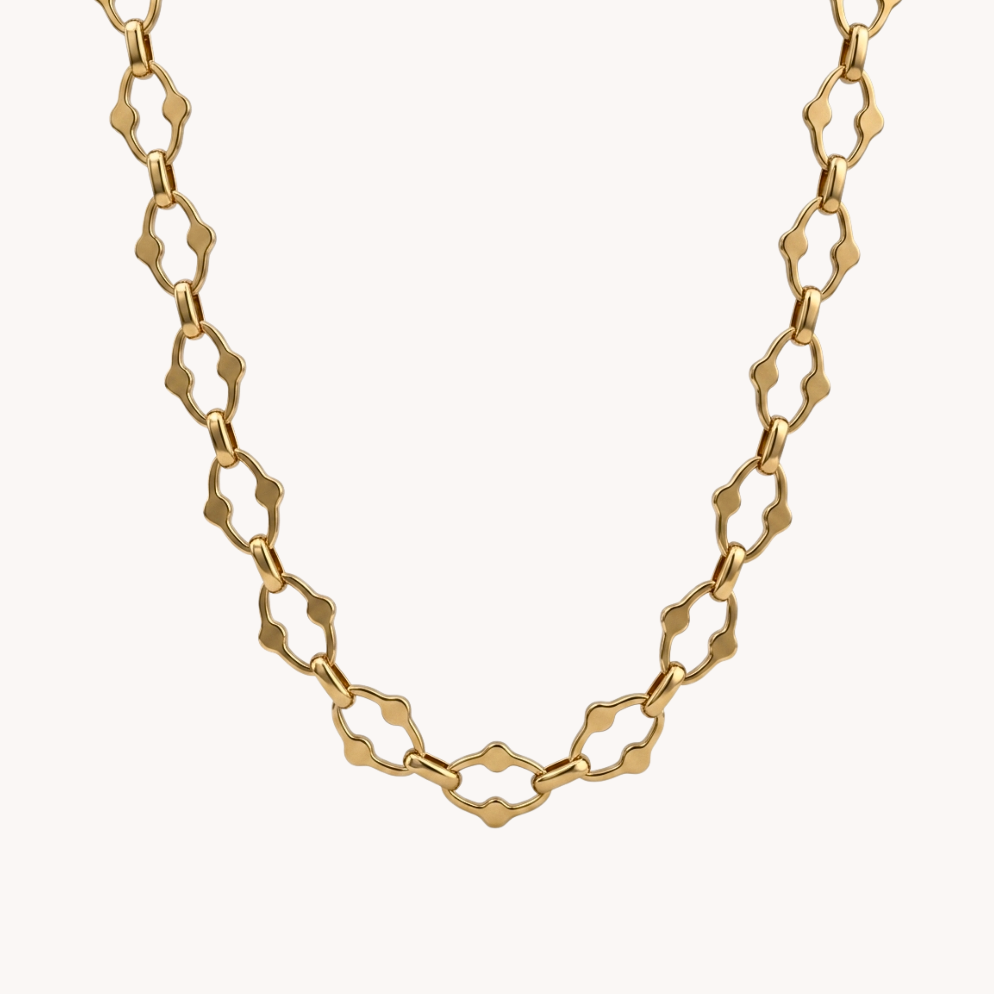 COLLANA RHOMBUS LINK - collana a catena corta con maglie a rombo traforate in acciaio oro