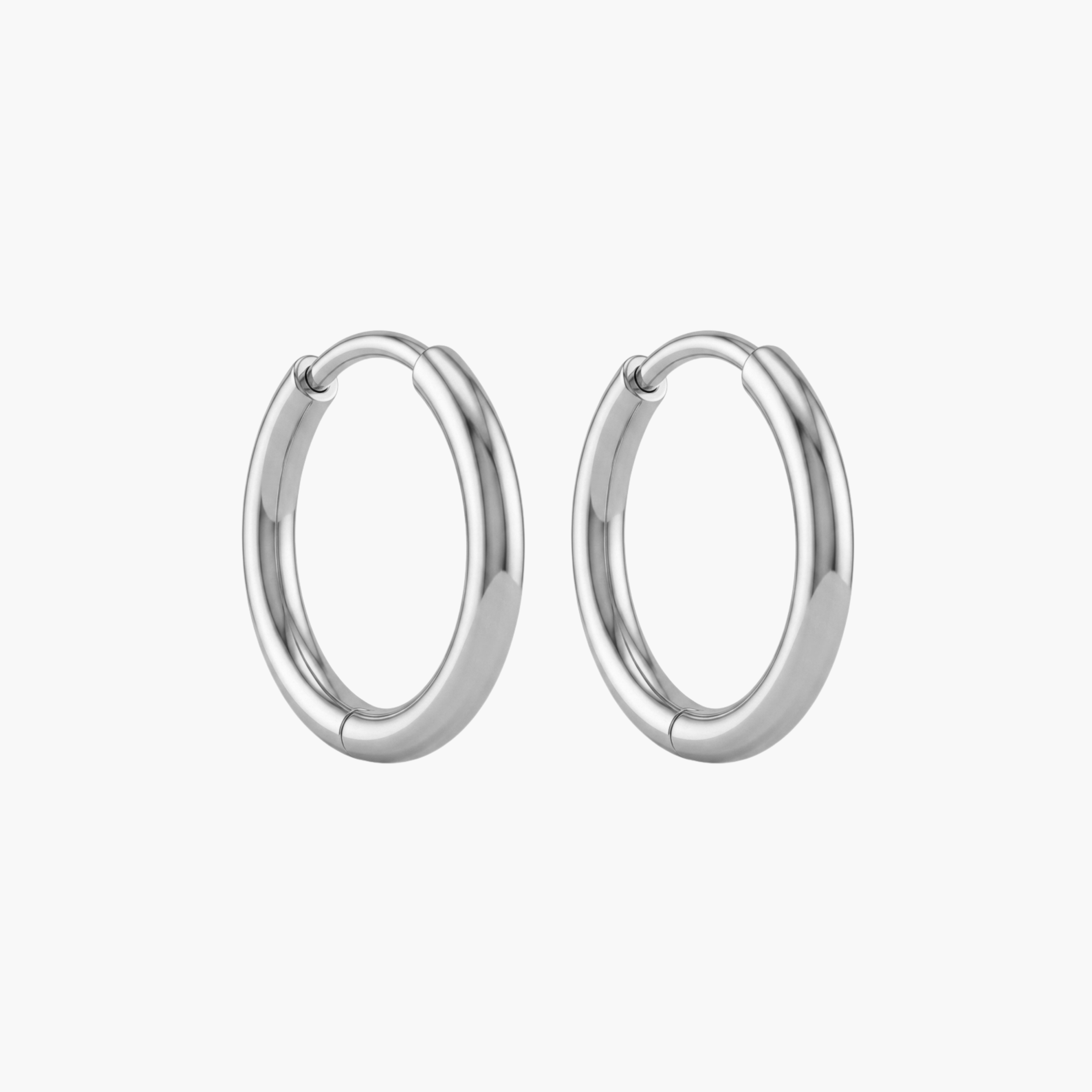 COPPIA ORECCHINI 1.8CM - orecchini a cerchio da uomo classici e lisci in acciaio oro o argento