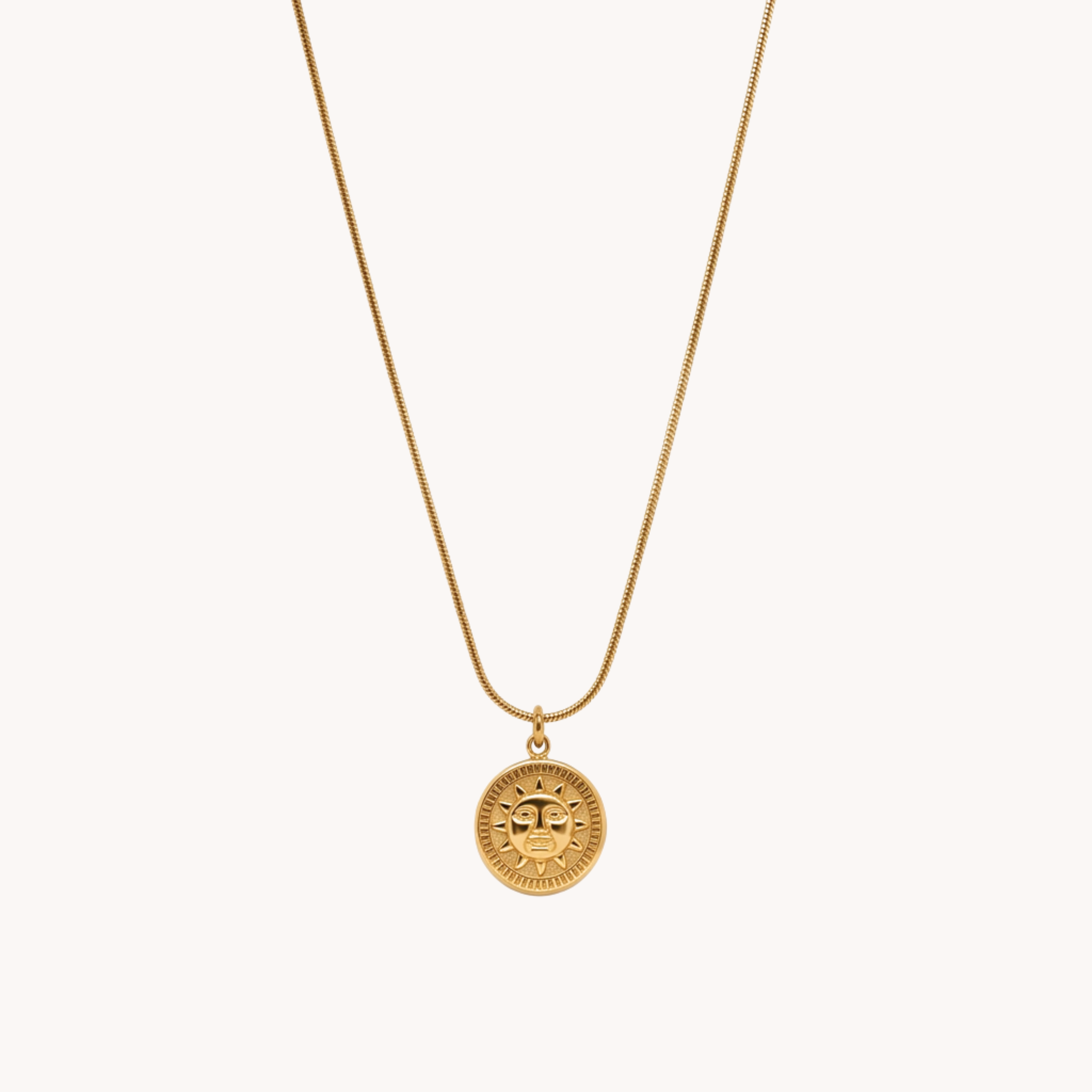 COLLANA COIN SOLAR - catenina snake in acciaio oro o argento con ciondolo medaglia sole antico