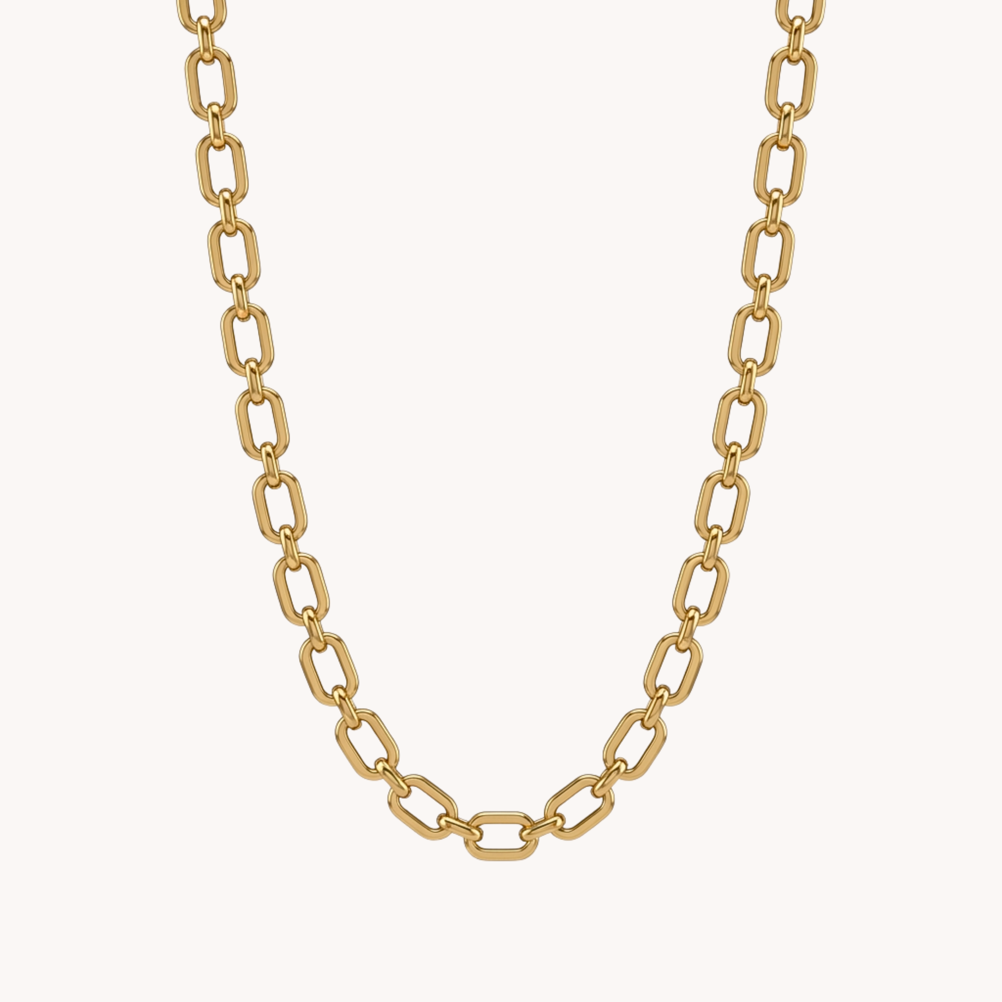 COLLANA LINK BOLD - collana a catena corta con maglie rettangolari lisce in acciaio oro