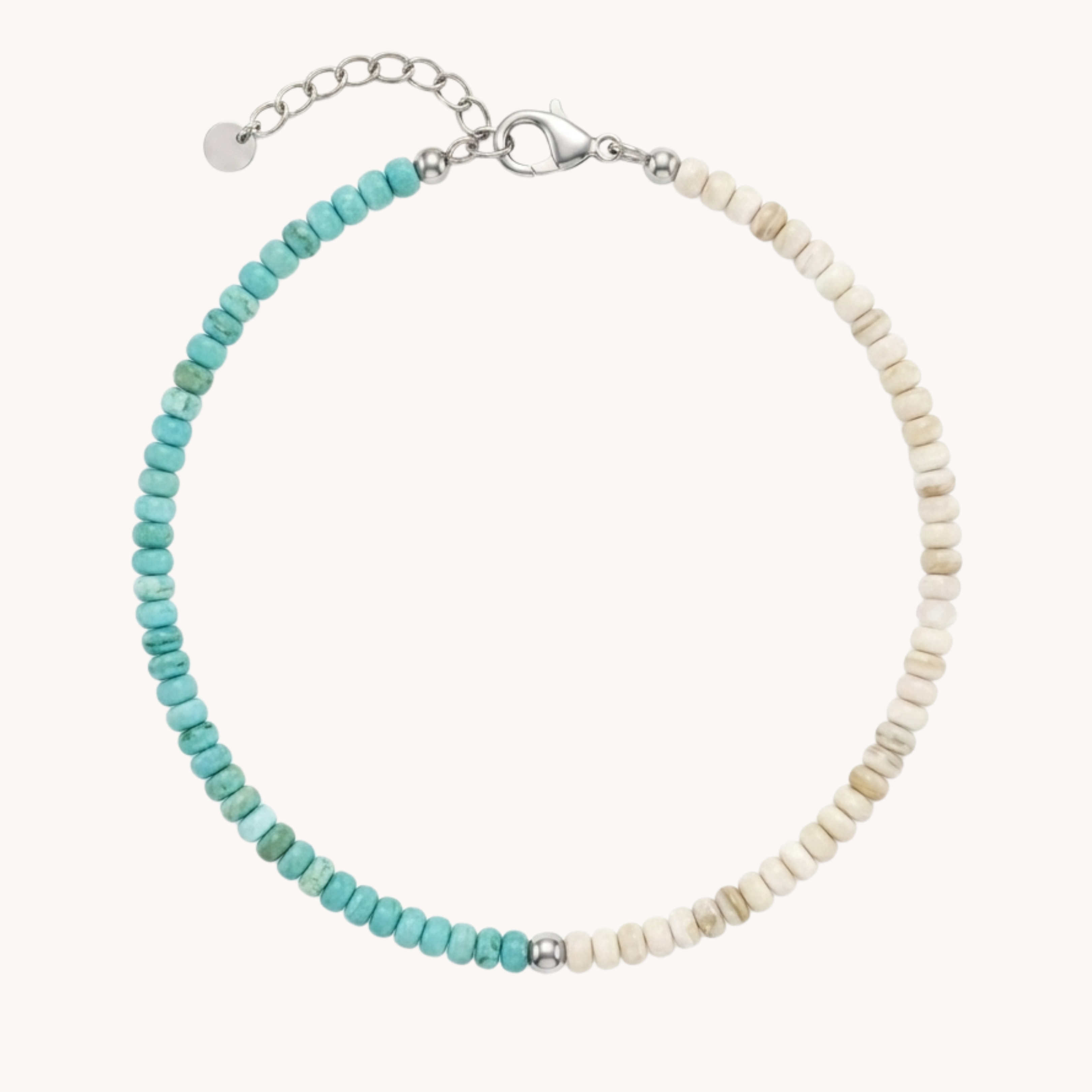CAVIGLIERA TURQUOISE & WHITE CANDY - perline bicolore azzurra e bianca