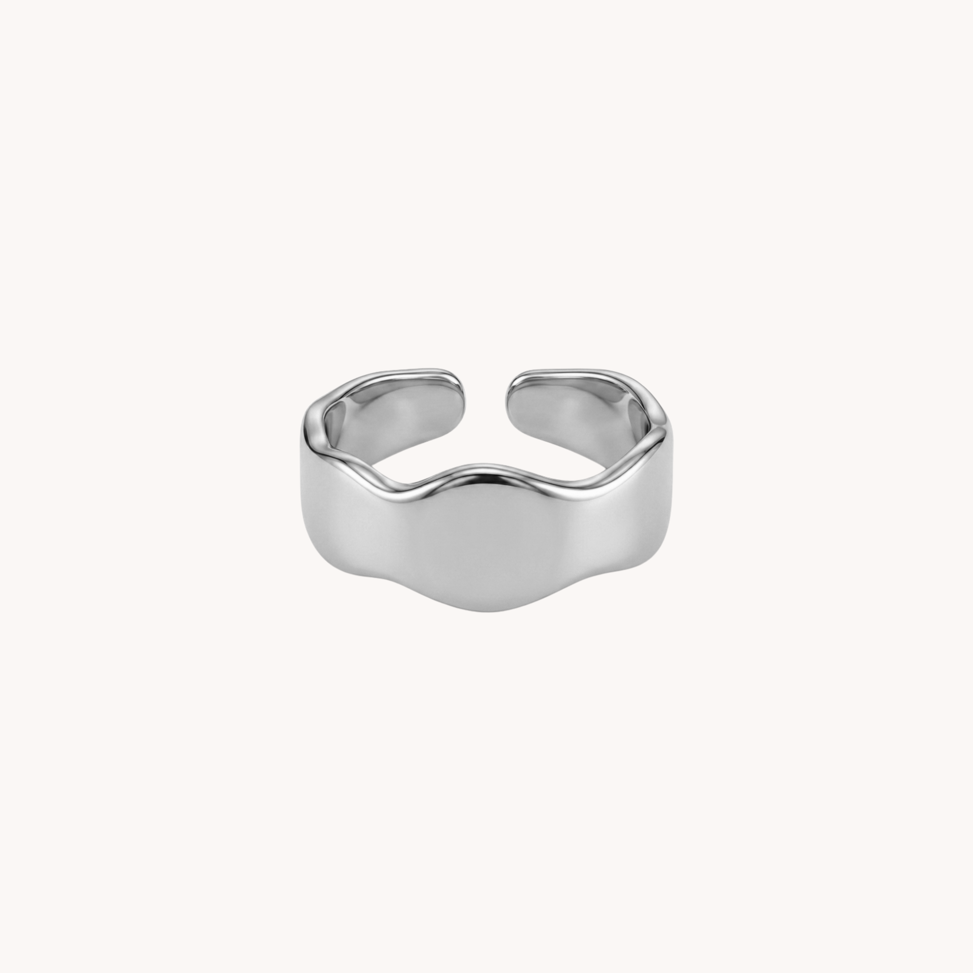 ANELLO ONDULATO ESSENTIAL - anello a fascia media regolabile bombato a onda in acciaio